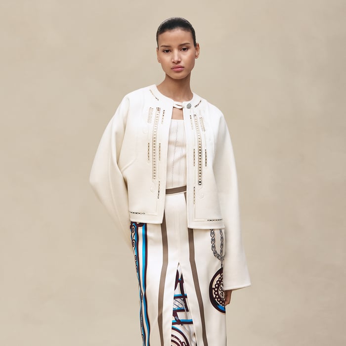 Blanc Naturel Cashmere Embroidered Jacket