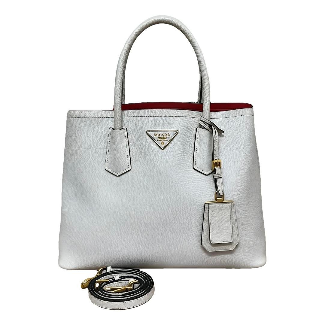 Double leather handbag