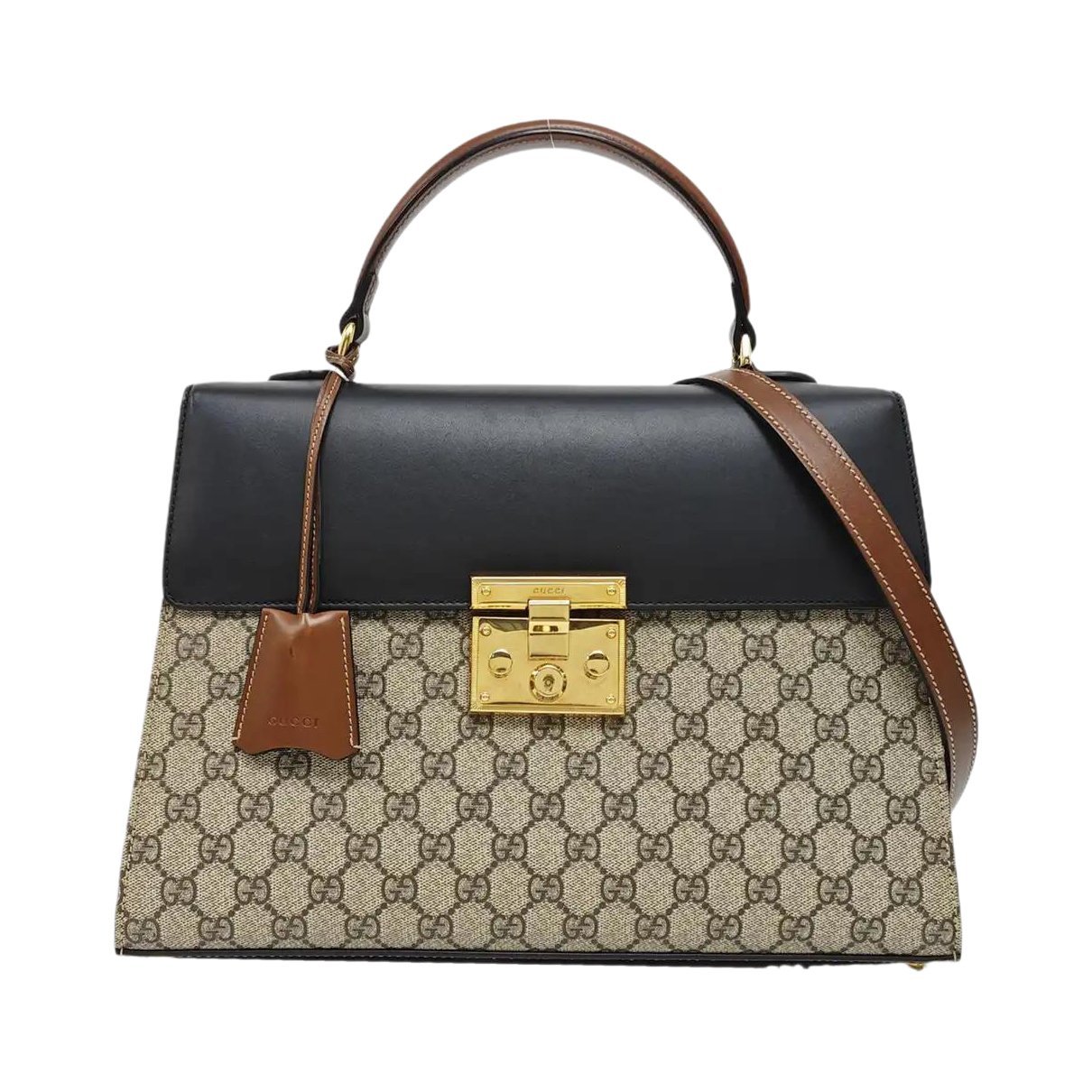 Padlock leather handbag