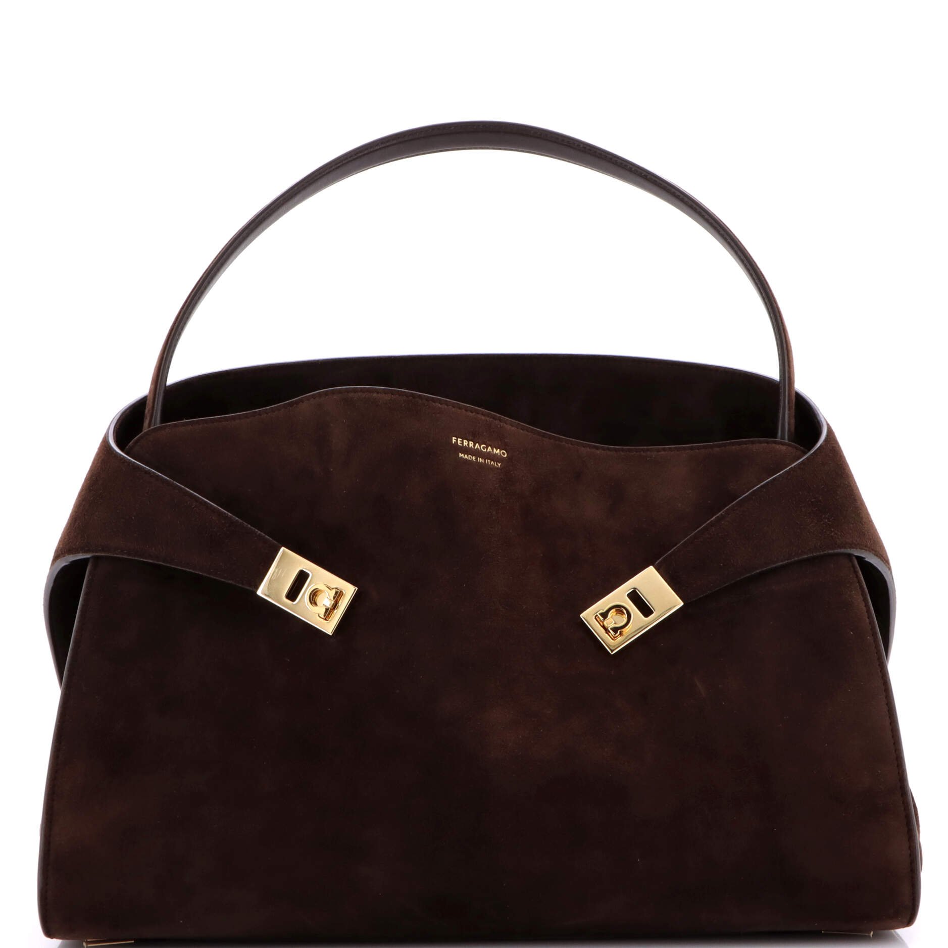 Salvatore Ferragamo Hug Shoulder Bag Suede Large