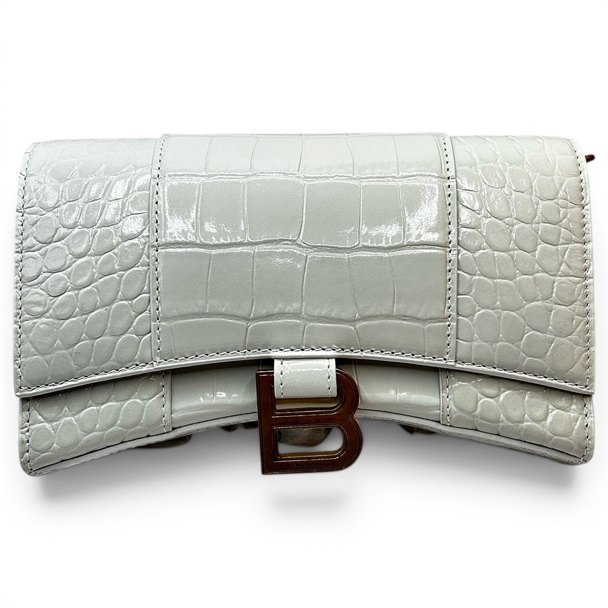 Hourglass leather handbag