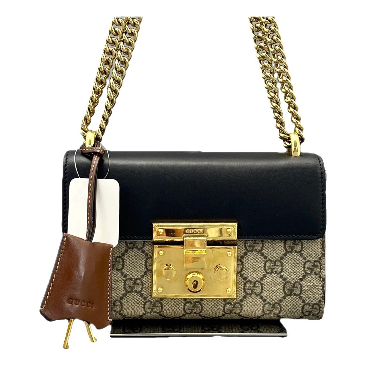 Padlock leather handbag