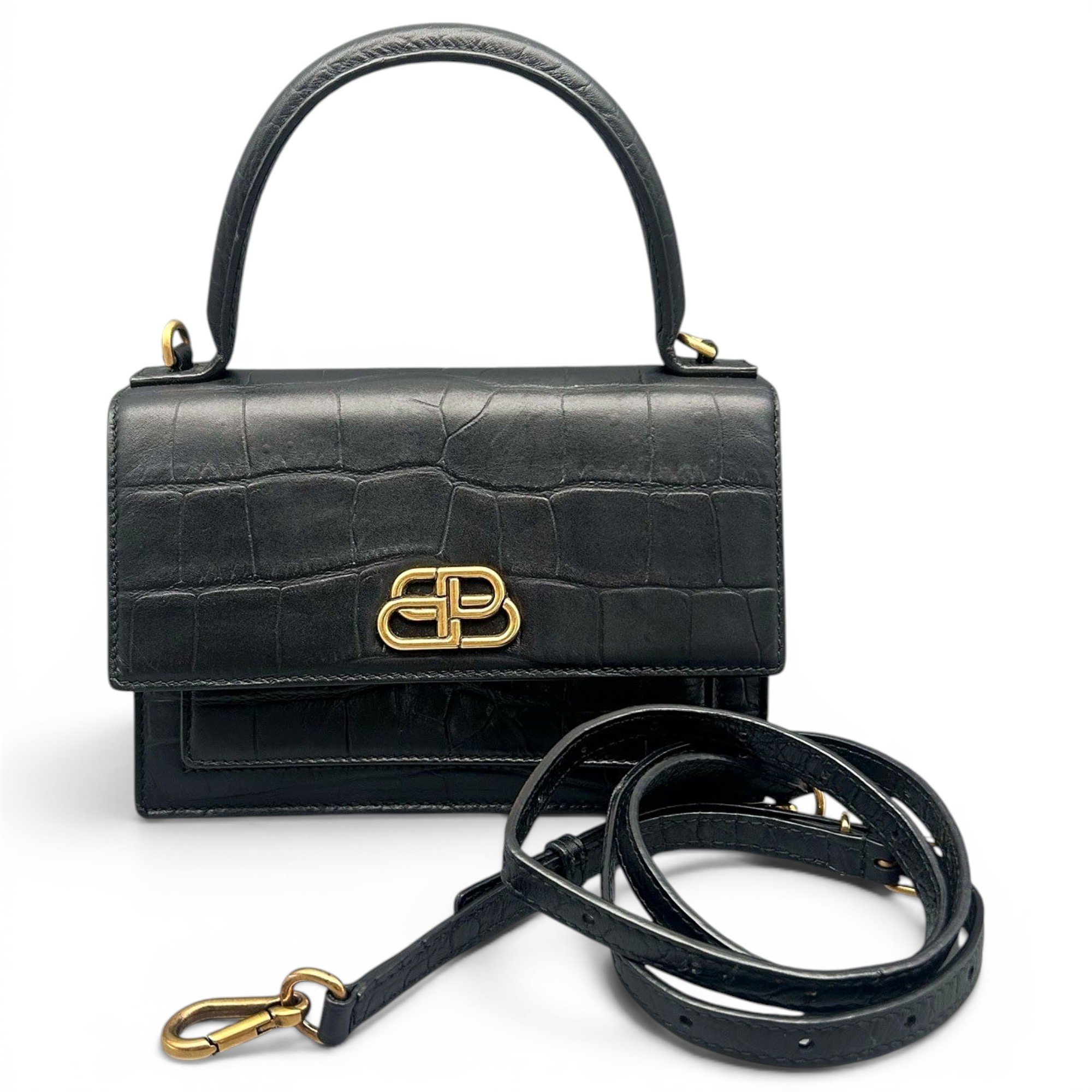 Sharp leather handbag