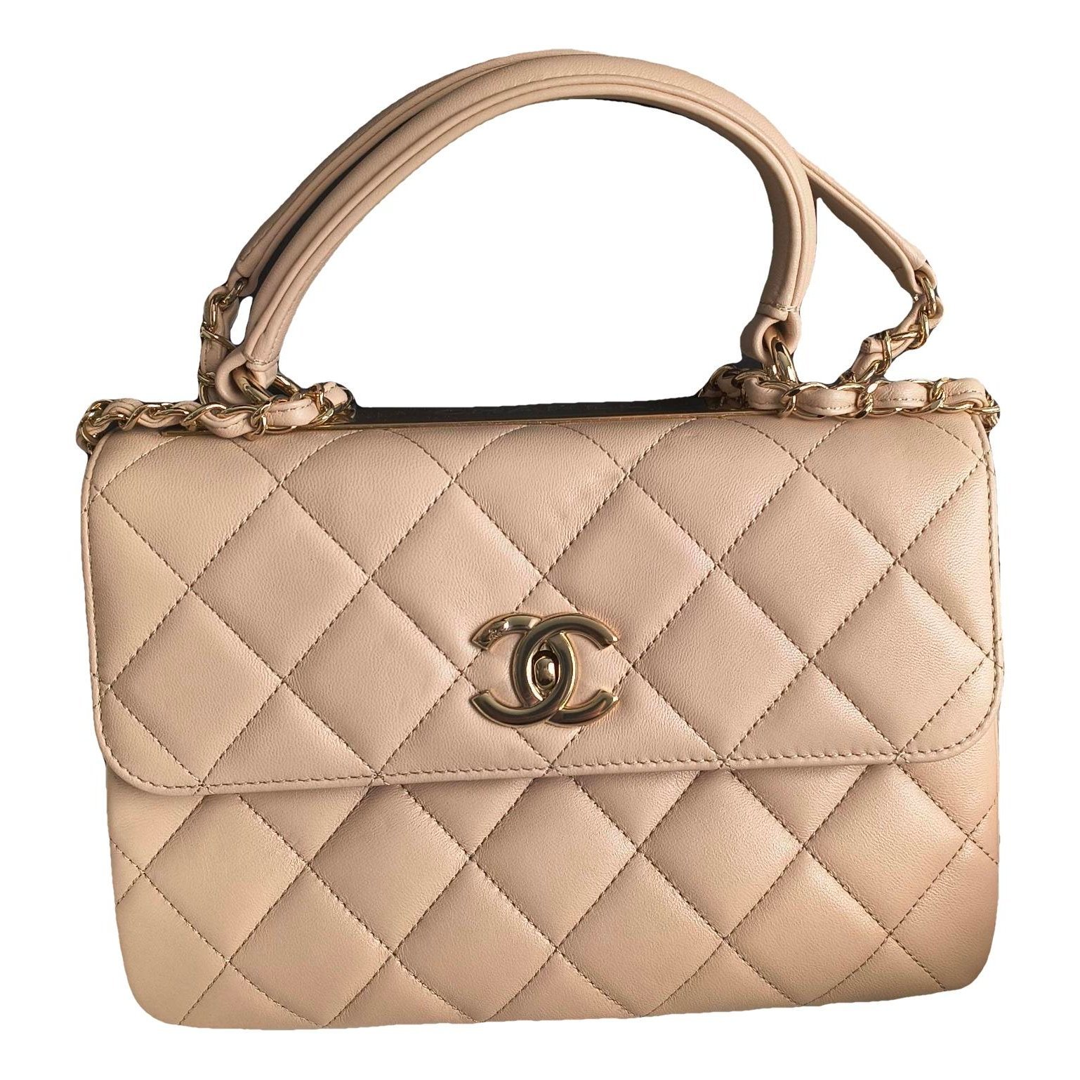 Trendy CC Top Handle leather handbag