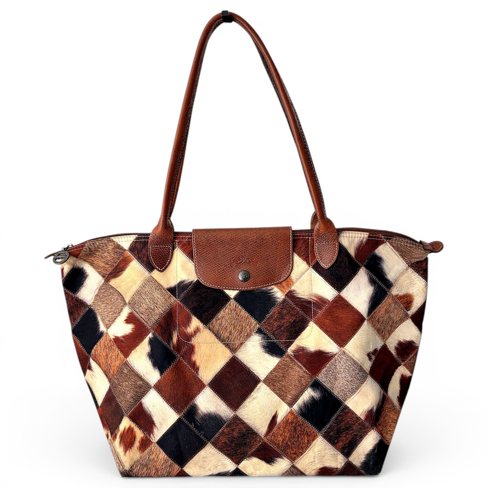 Longchamp Pliage pony-style calfskin tote