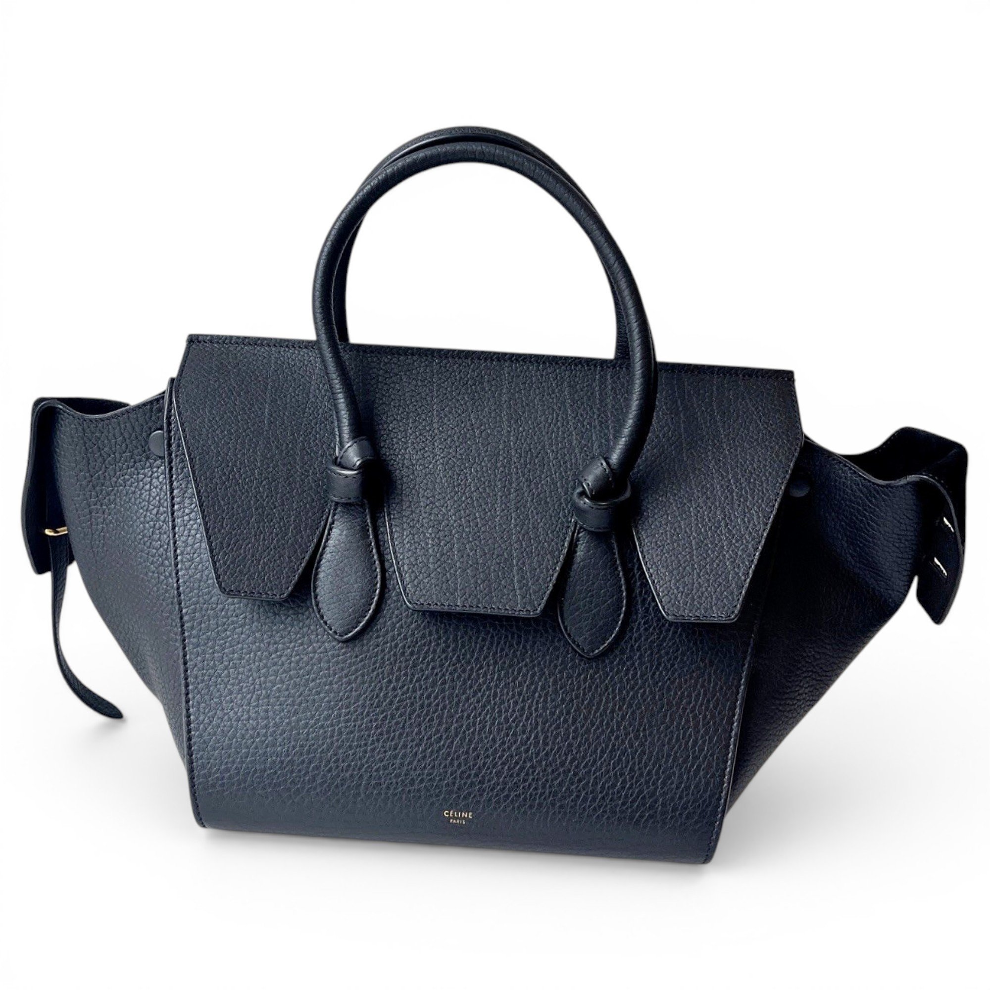 Tie leather handbag