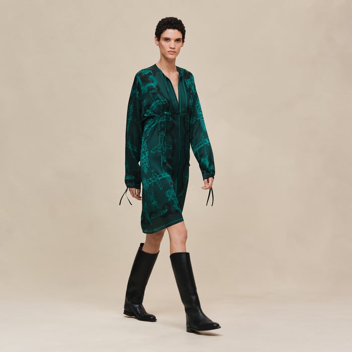 Vert Pin "Ferronnerie Remix" Knotted Collar Dress