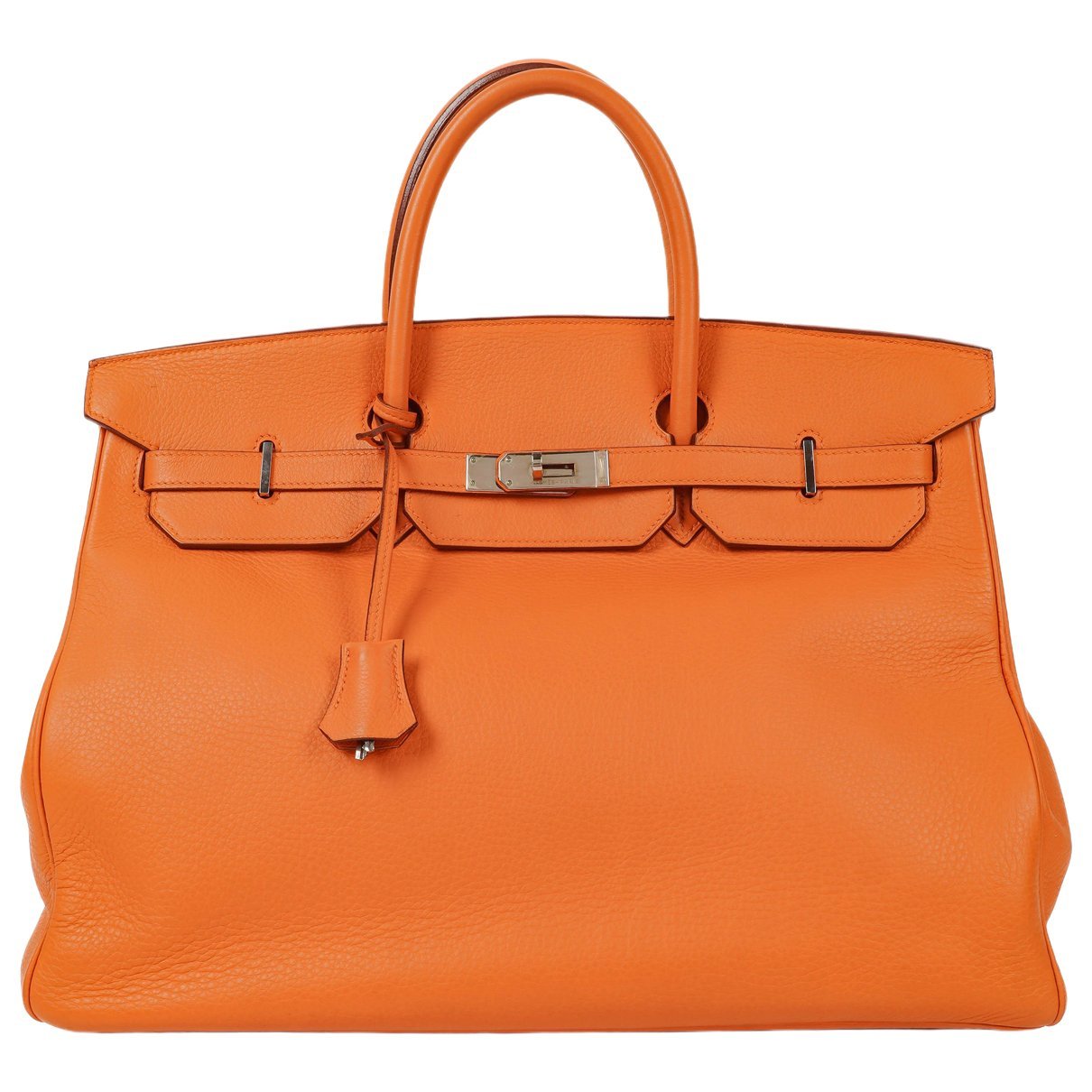 Hermes Birkin 40 Handbag Orange Clemence Leather 2000