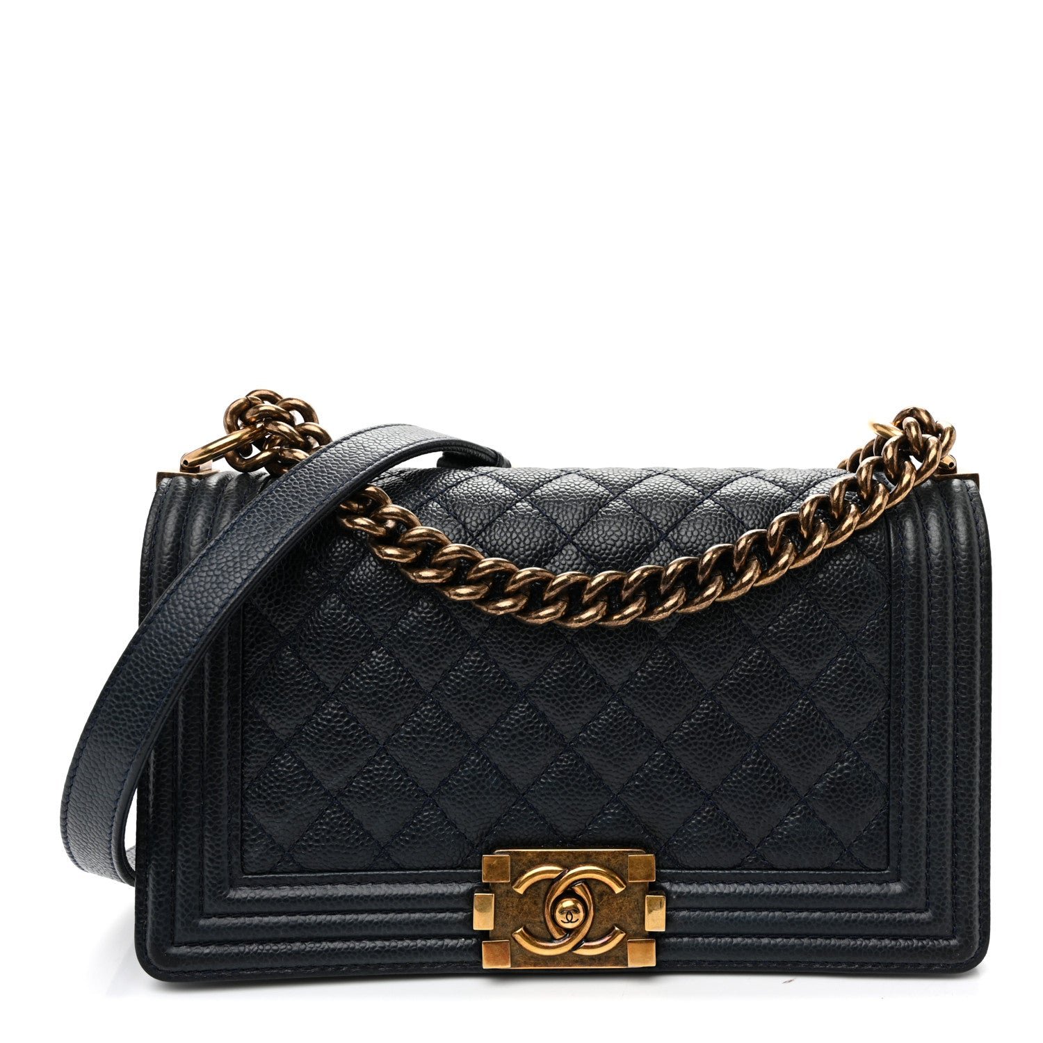 Chanel Caviar Quilted Medium Boy Flap Navy