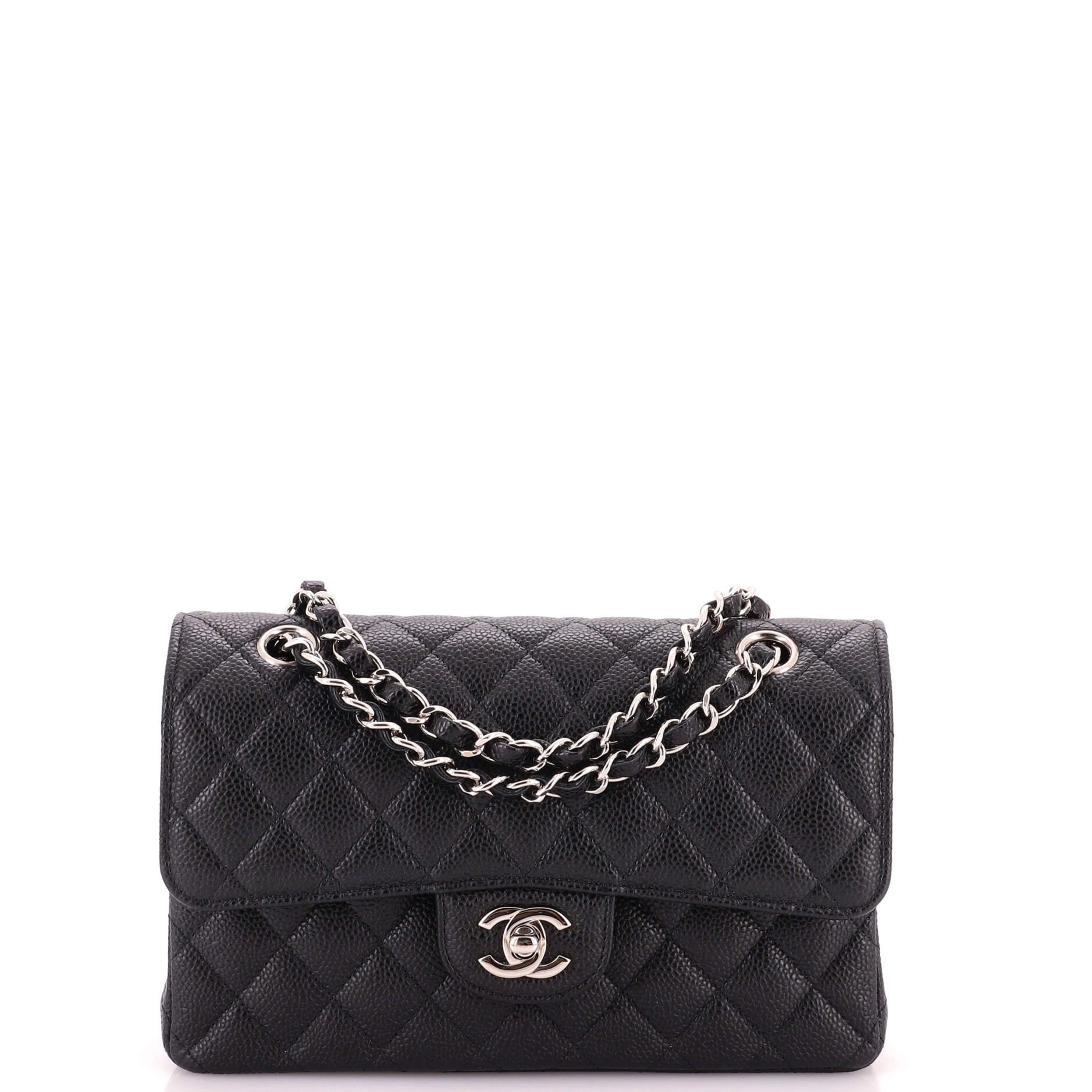 Classic Double Flap Bag Quilted Caviar Small