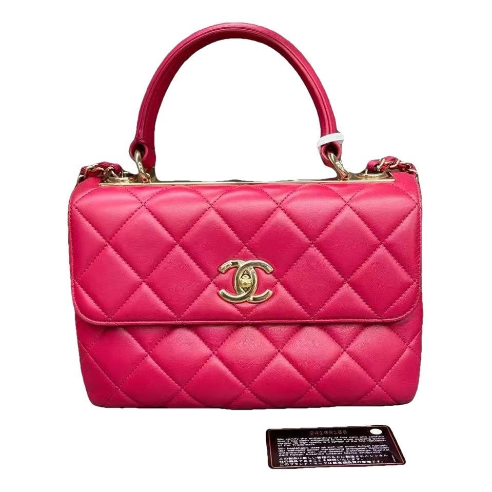Trendy CC Top Handle leather handbag