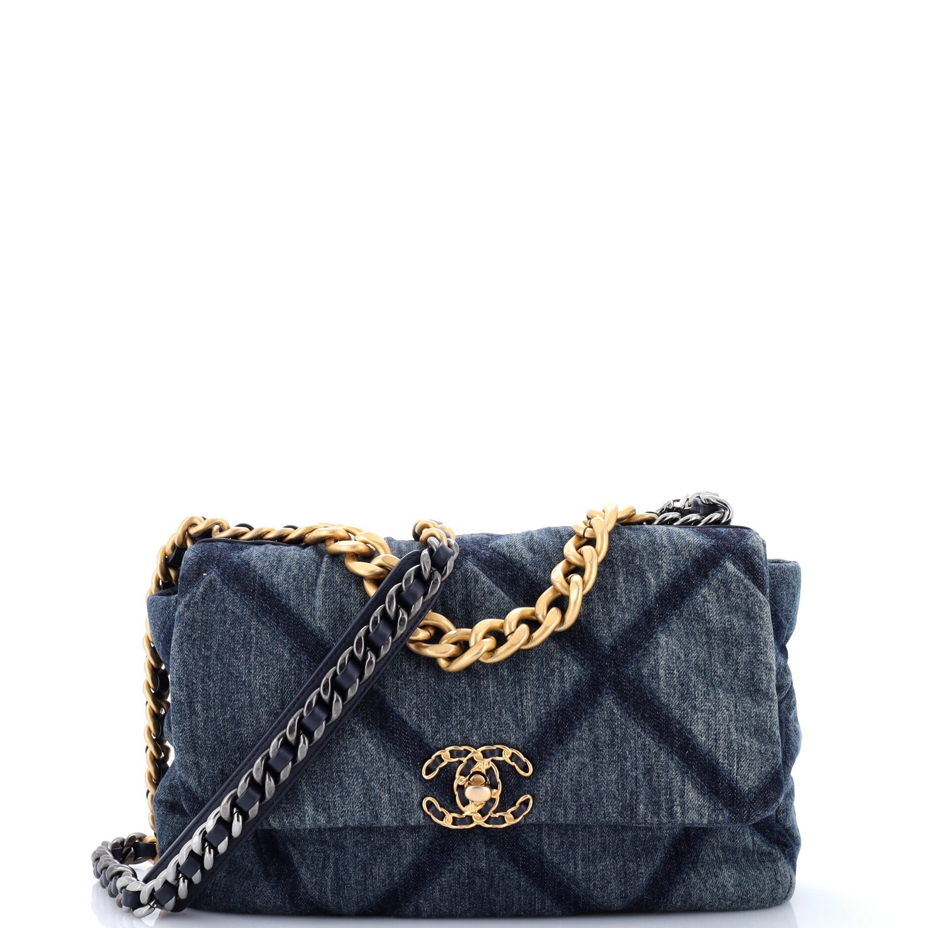 19 Flap Bag Quilted Denim Large