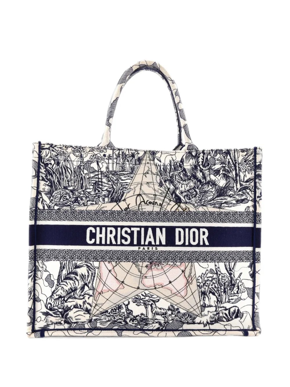 Book Embroidered Canvas Large tote bag
