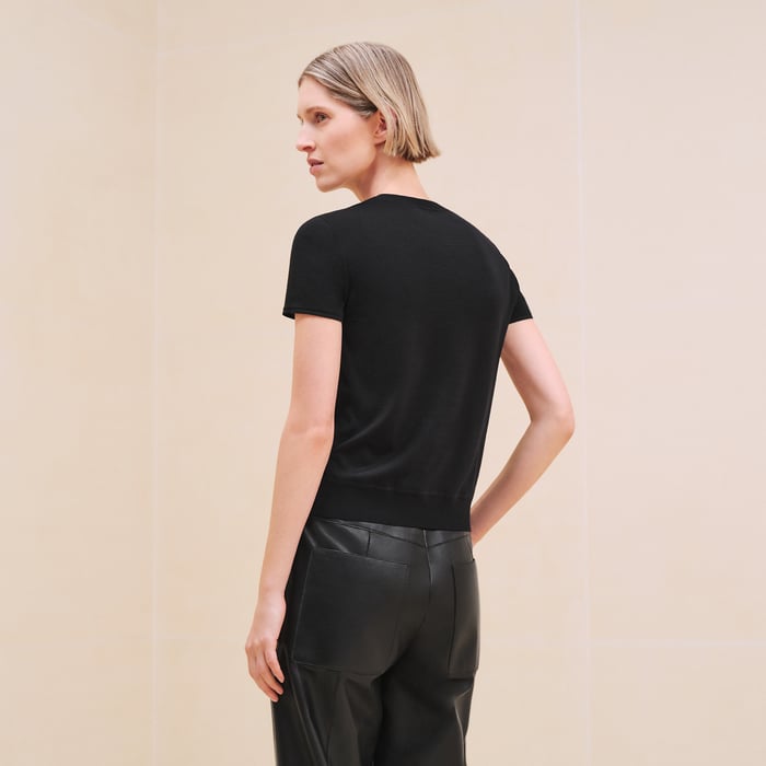 Noir "H En Biais" Detail" Short-sleeve Sweater