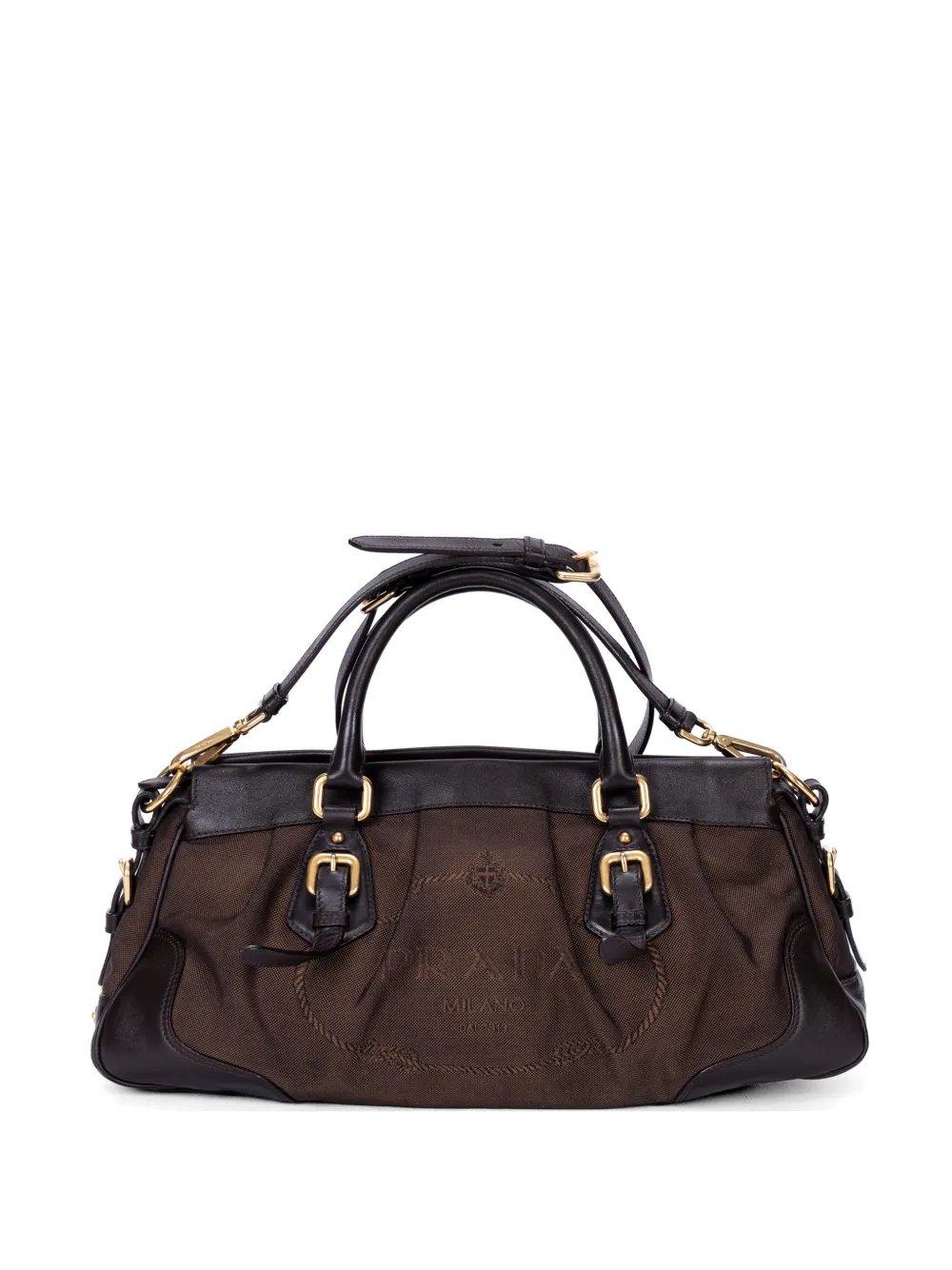 logo-jacquard buckled tote bag