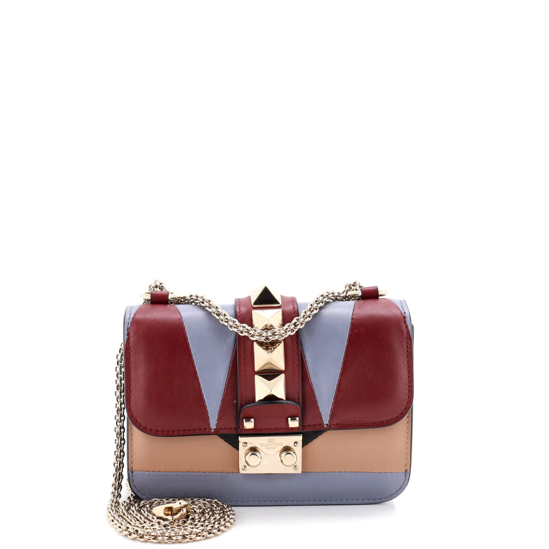 Glam Lock Shoulder Bag Geometric Color Block Leather Mini