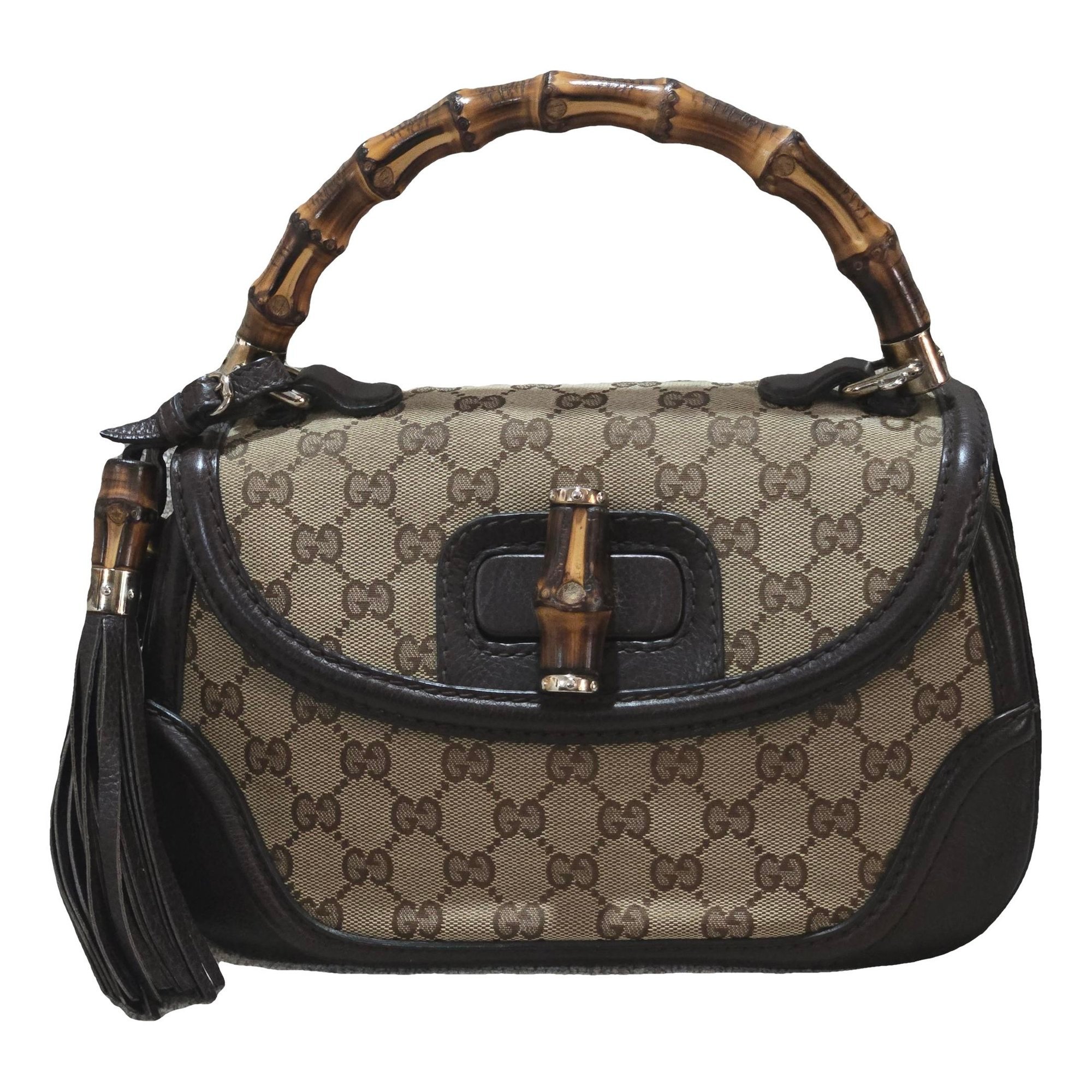 Convertible Pompon Bamboo Top Handle handbag
