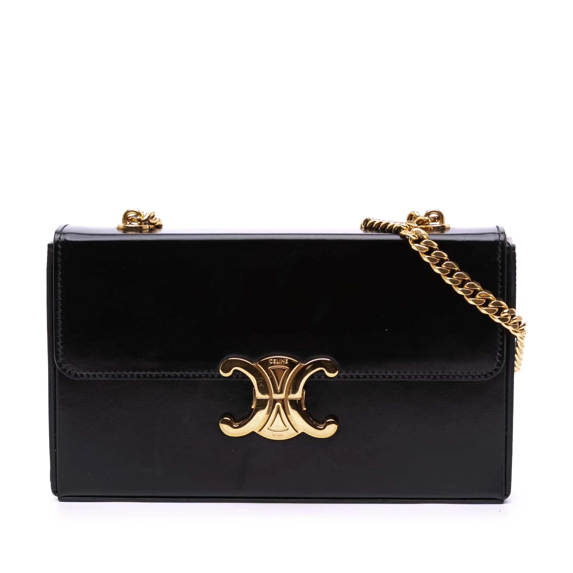 Triomphe chain leather handbag