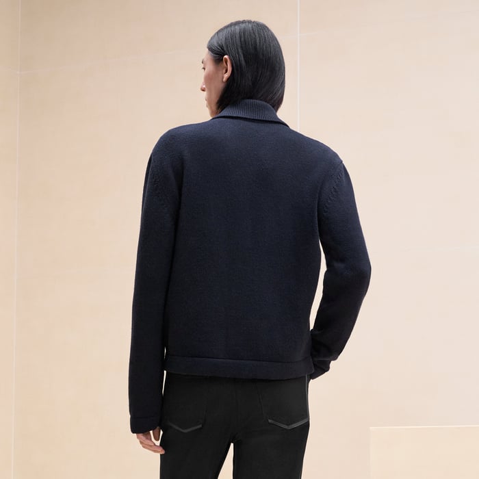 Marine "Devant Cuir Empreinte Sellier" Overshirt
