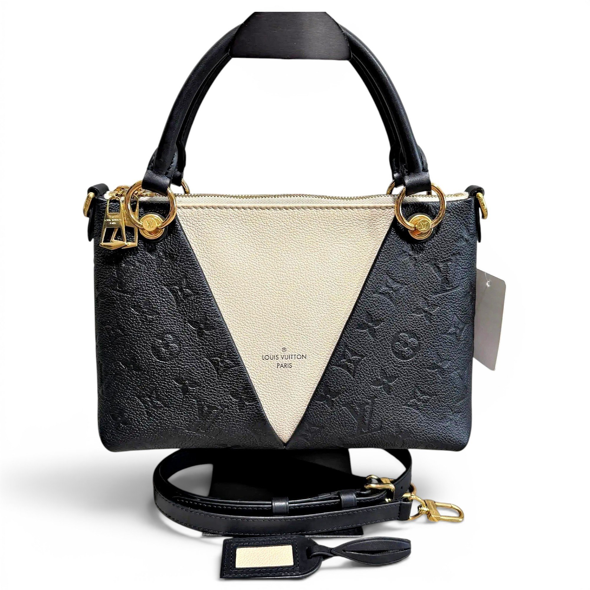 Tote V leather handbag