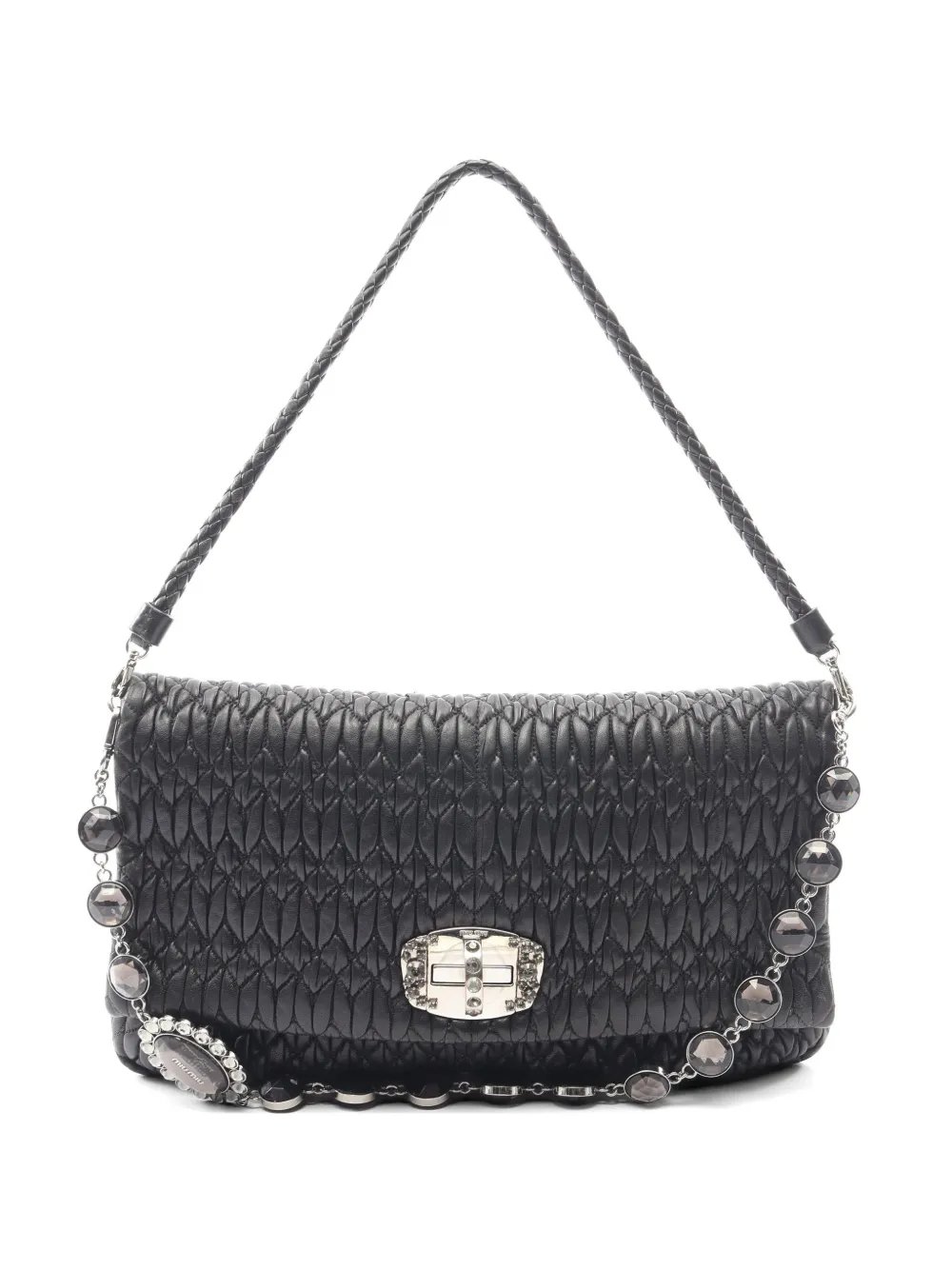 2000s Matelassé crystal shoulder bag