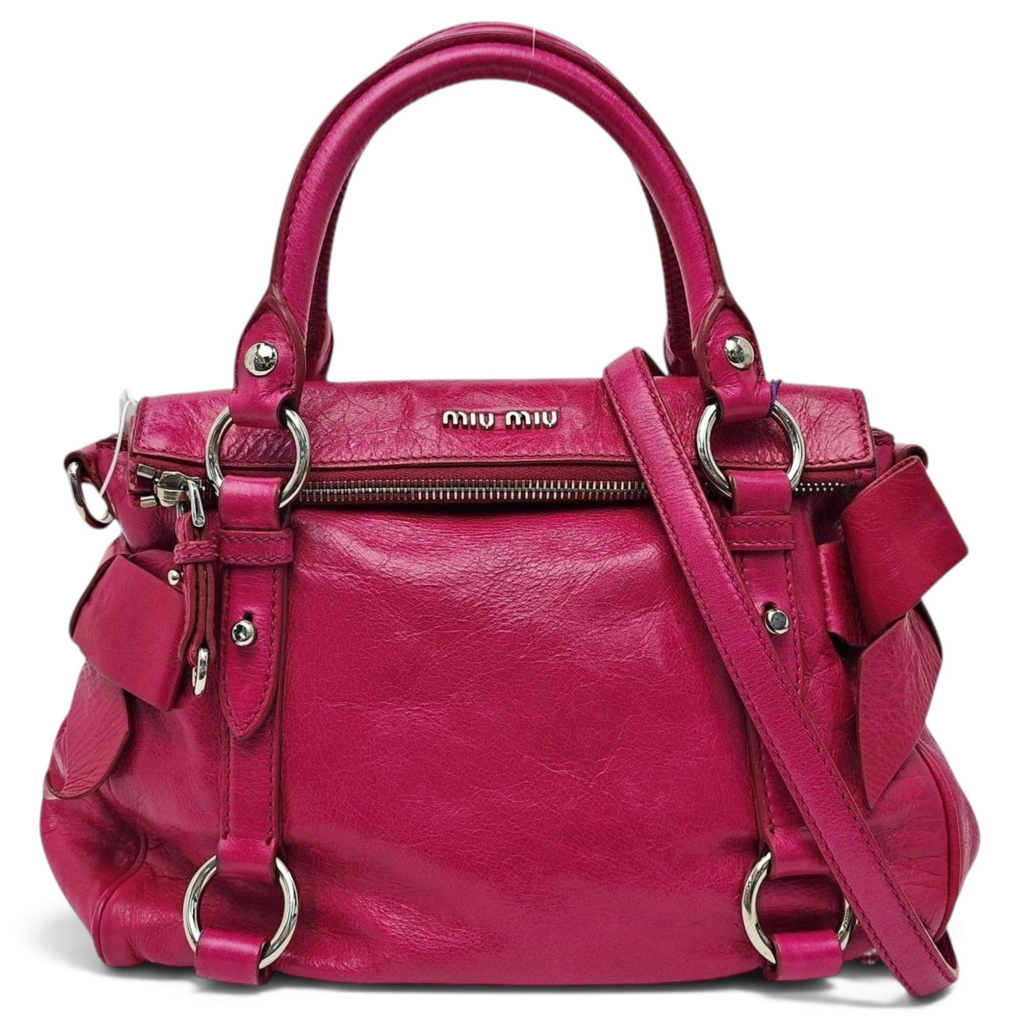 Bow bag leather handbag