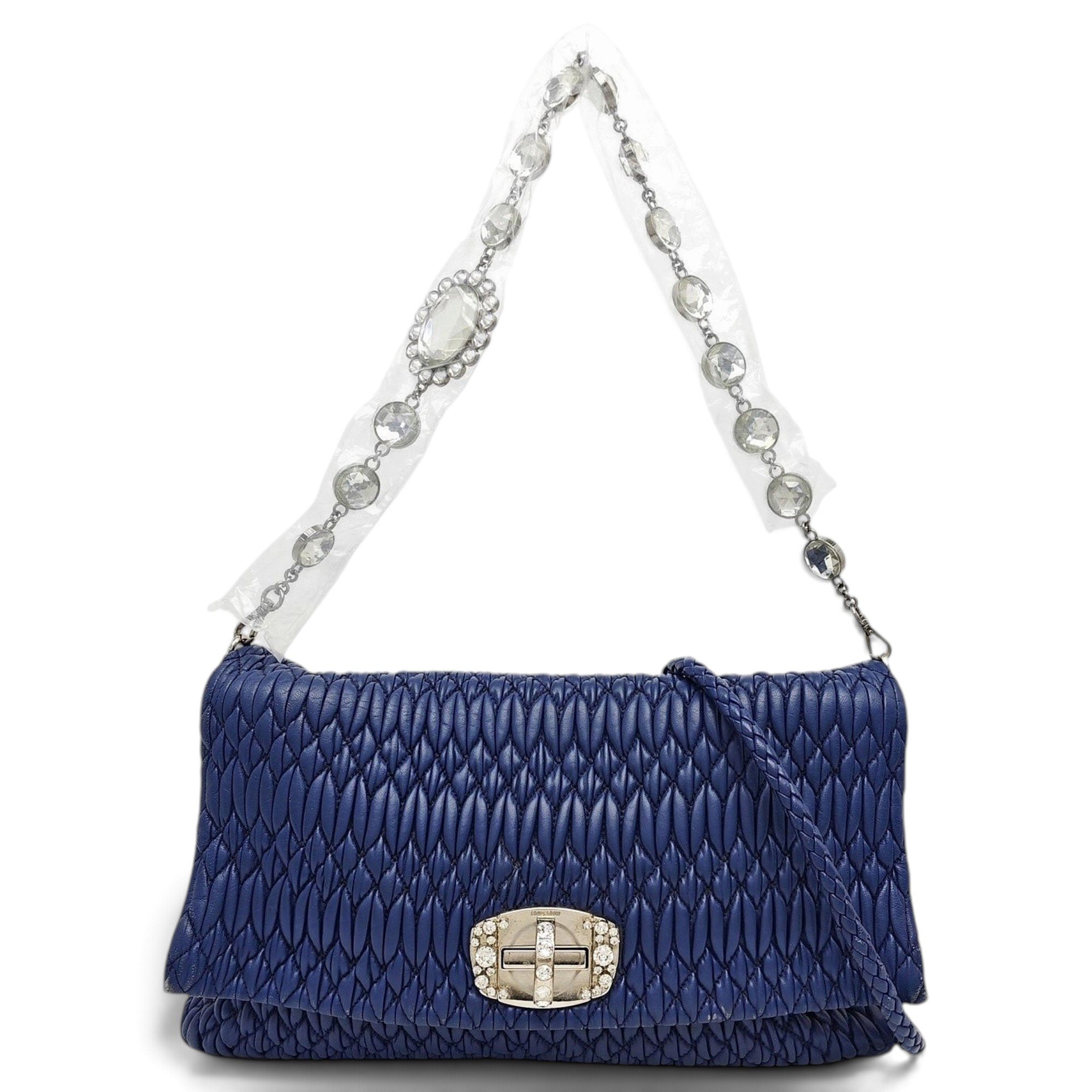 Miu Crystal leather handbag