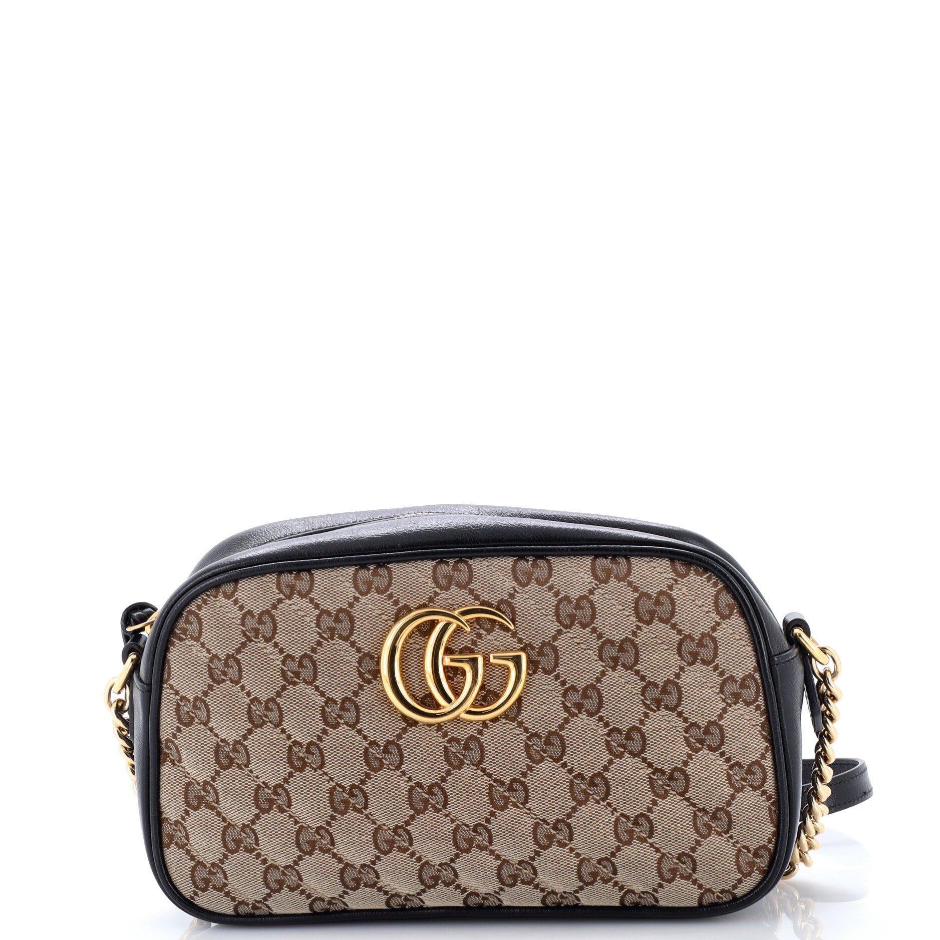 GG Marmont Shoulder Bag Diagonal Quilted GG Canvas with Leather Small