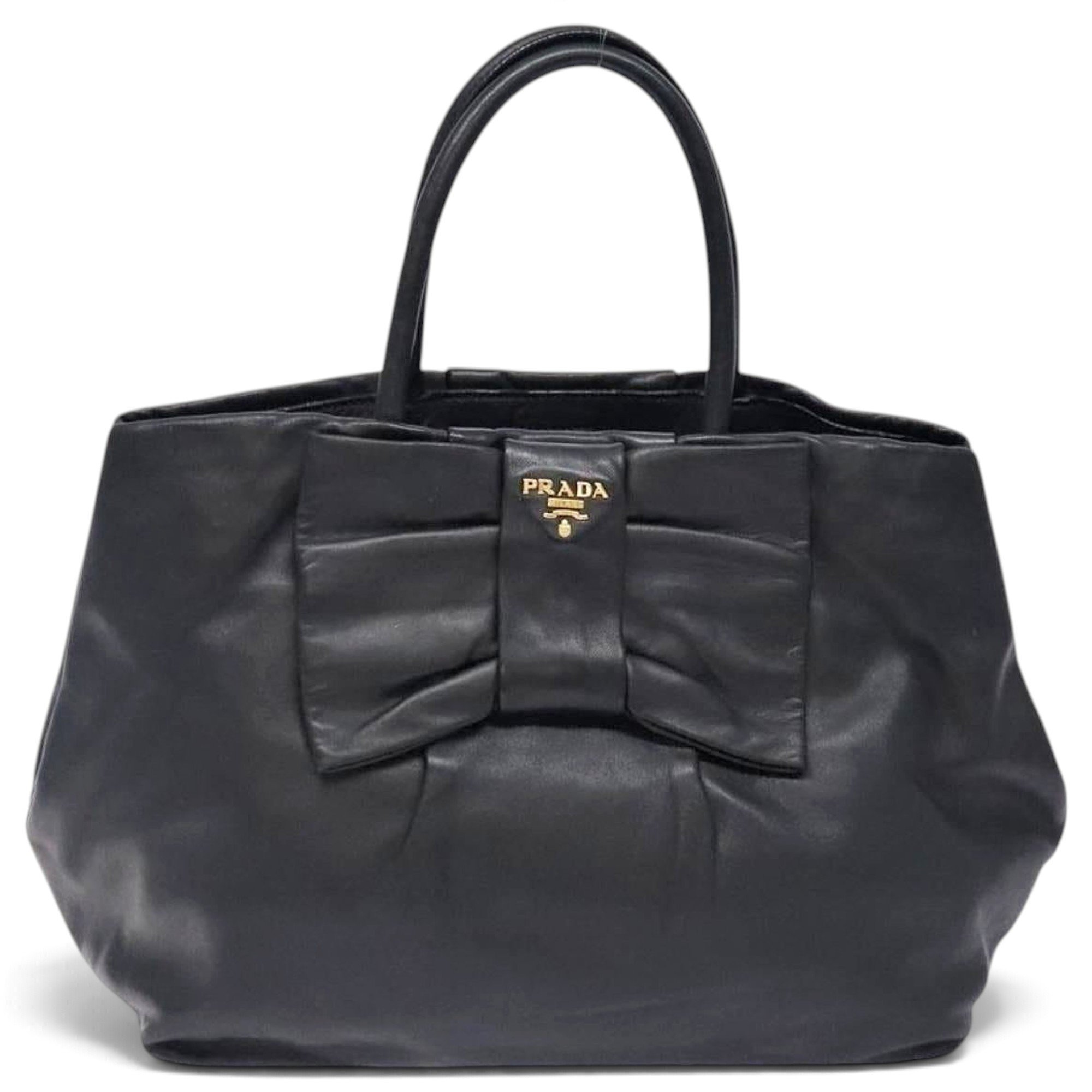 Ribbon leather handbag