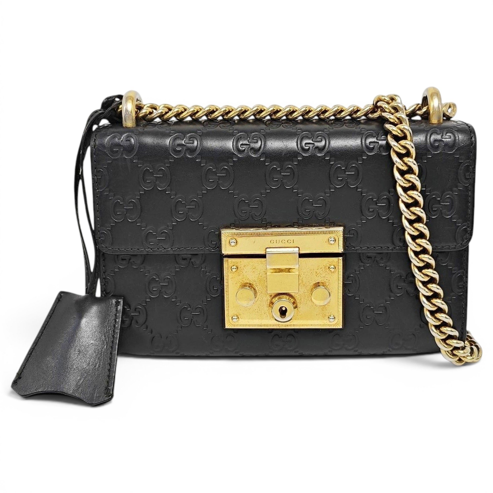 Padlock leather handbag