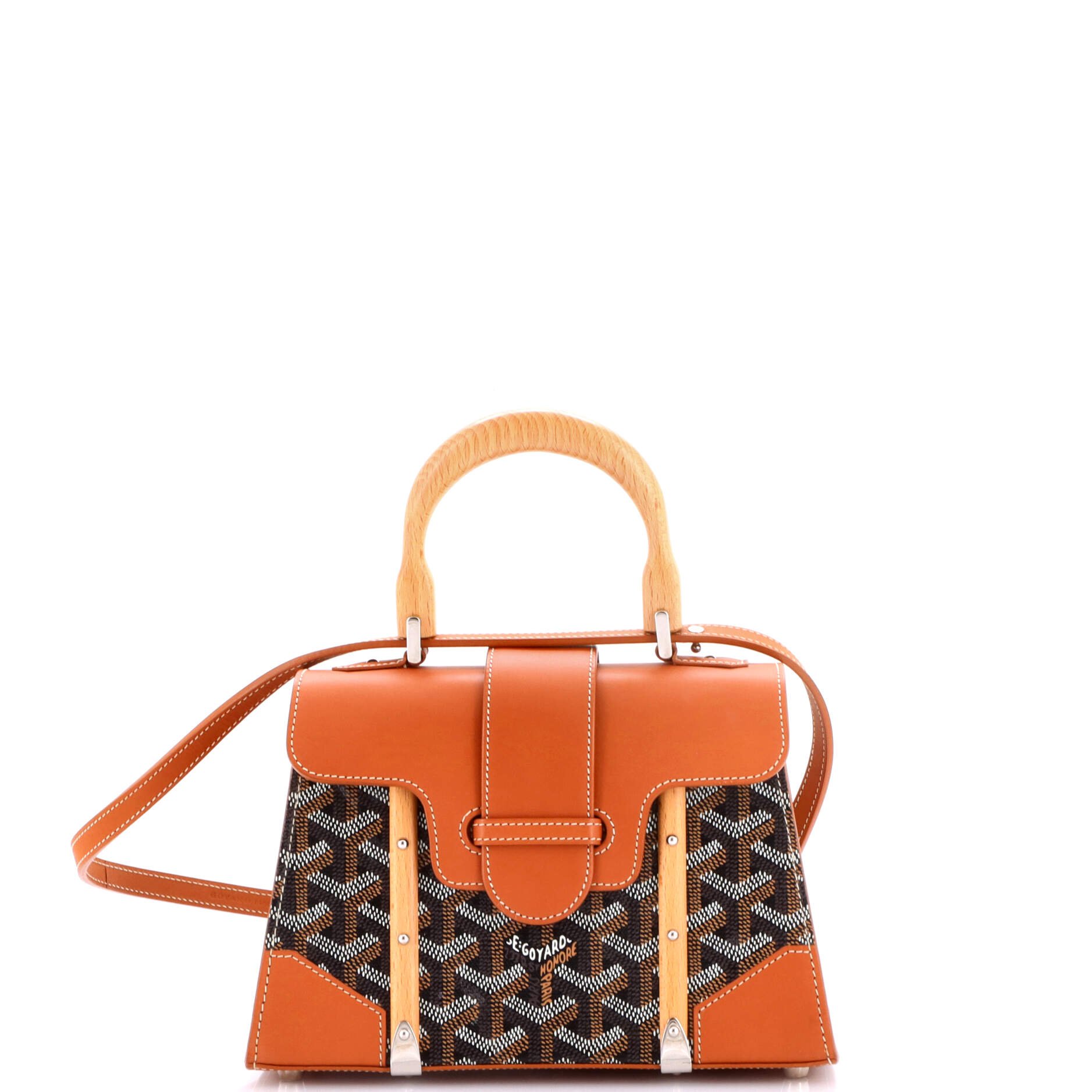 Goyard Structured Saigon Top Handle Bag Coated Canvas with Leather Mini