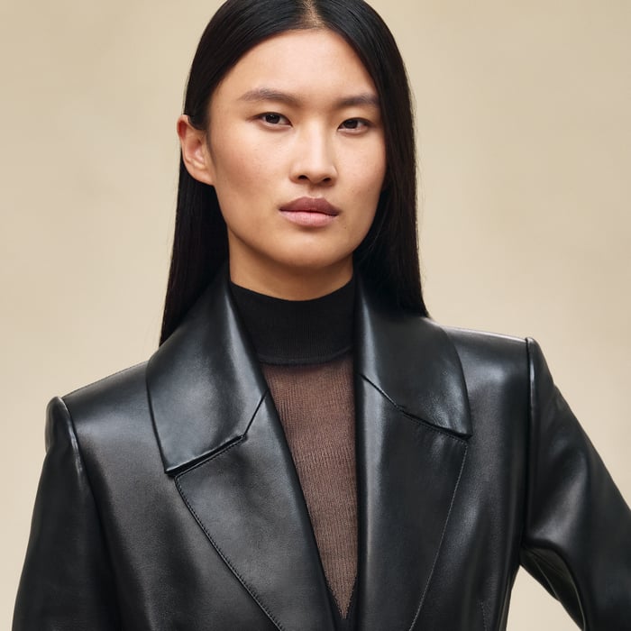 Noir Leather Suit Coat