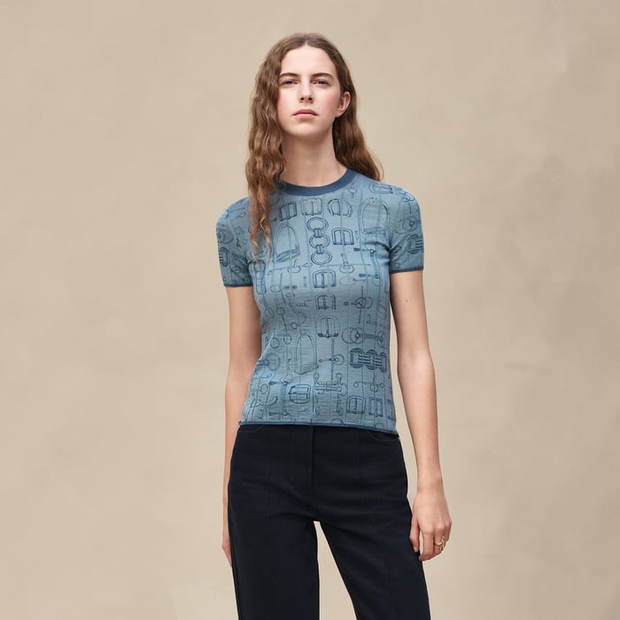 Bleu Adriatique "Cahier Du Colporteur" Short-sleeve Sweater