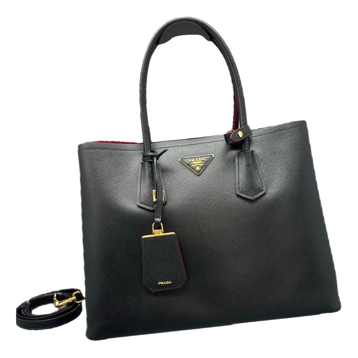 Double leather handbag