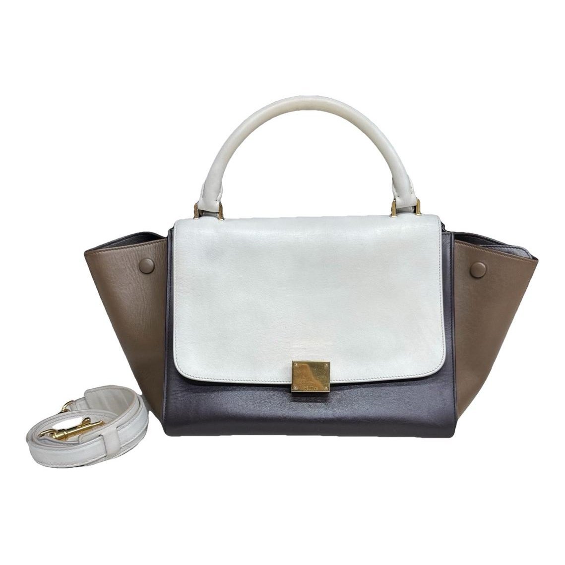 Trapèze leather handbag
