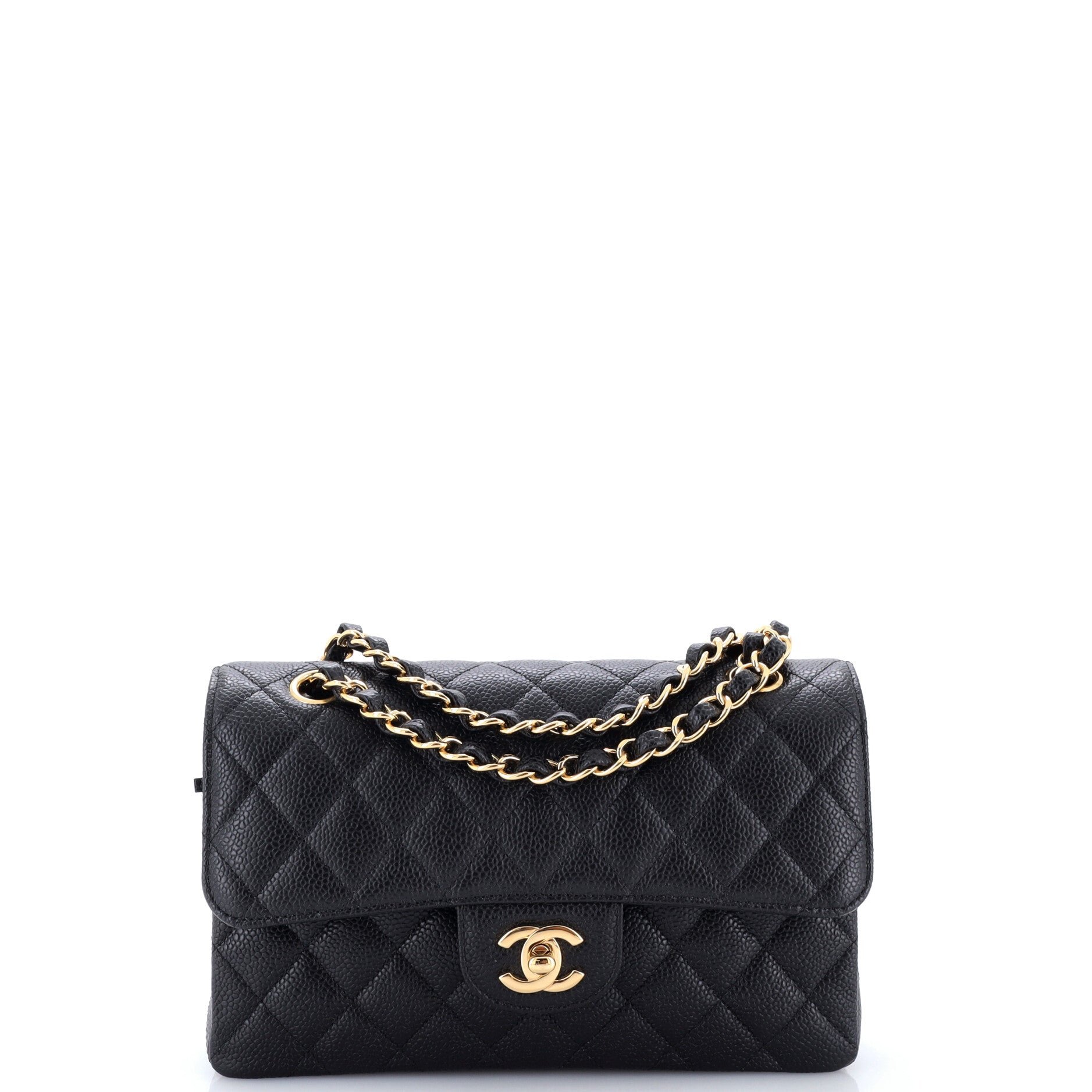 Classic Double Flap Bag Quilted Caviar Small