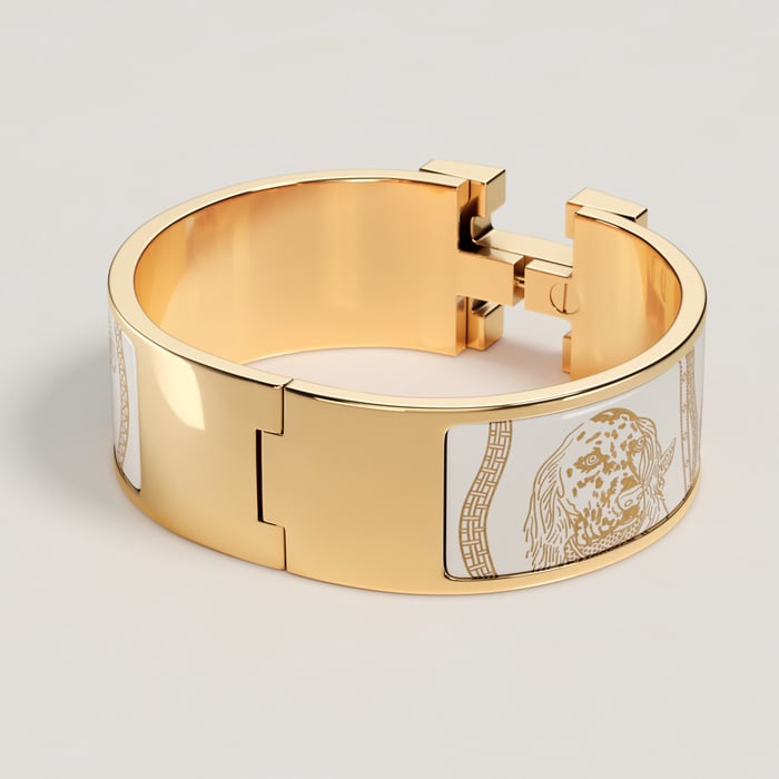 Orfèvre Jaune or Blanc Clic Clac H Jour De Casting Bracelet