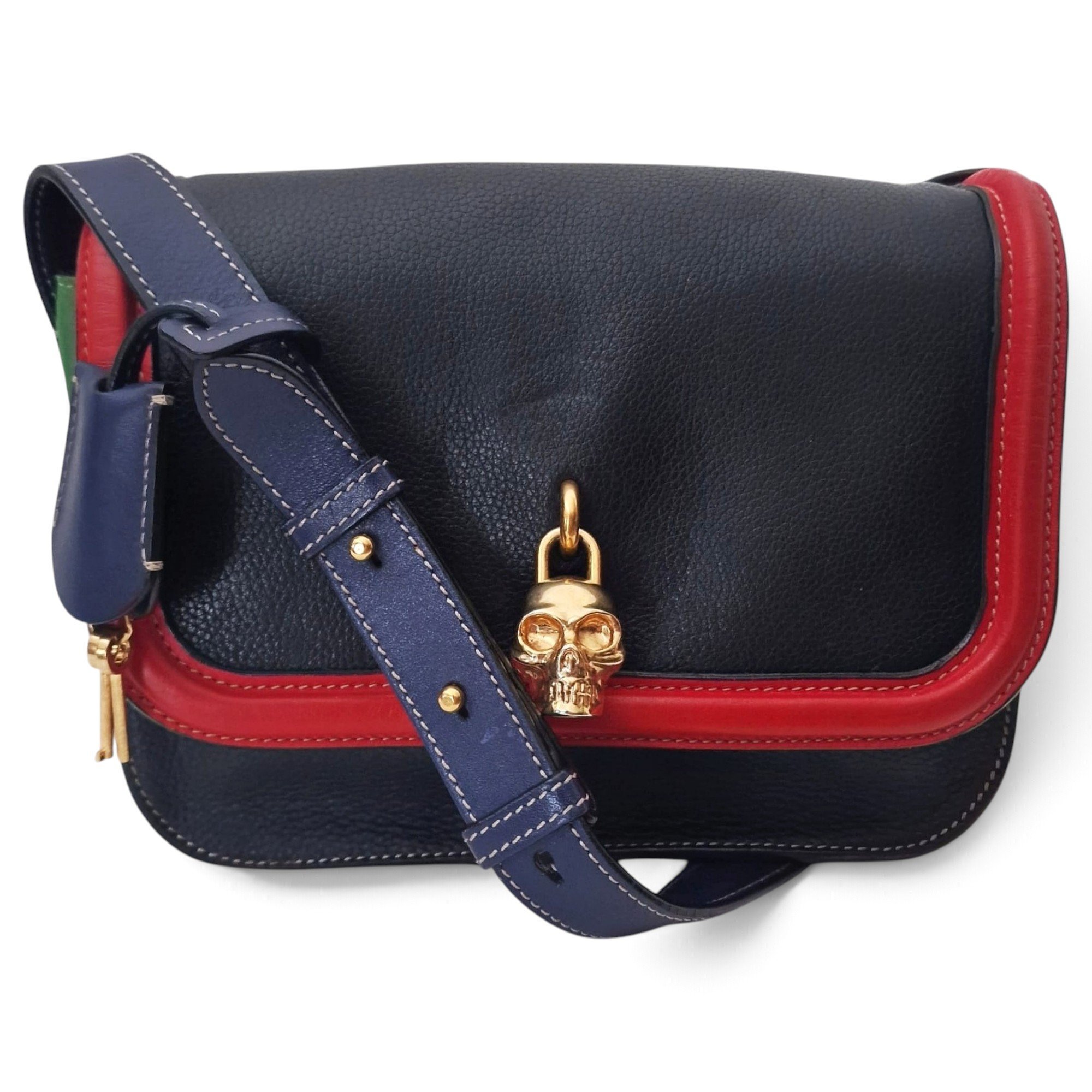 Skull leather satchel