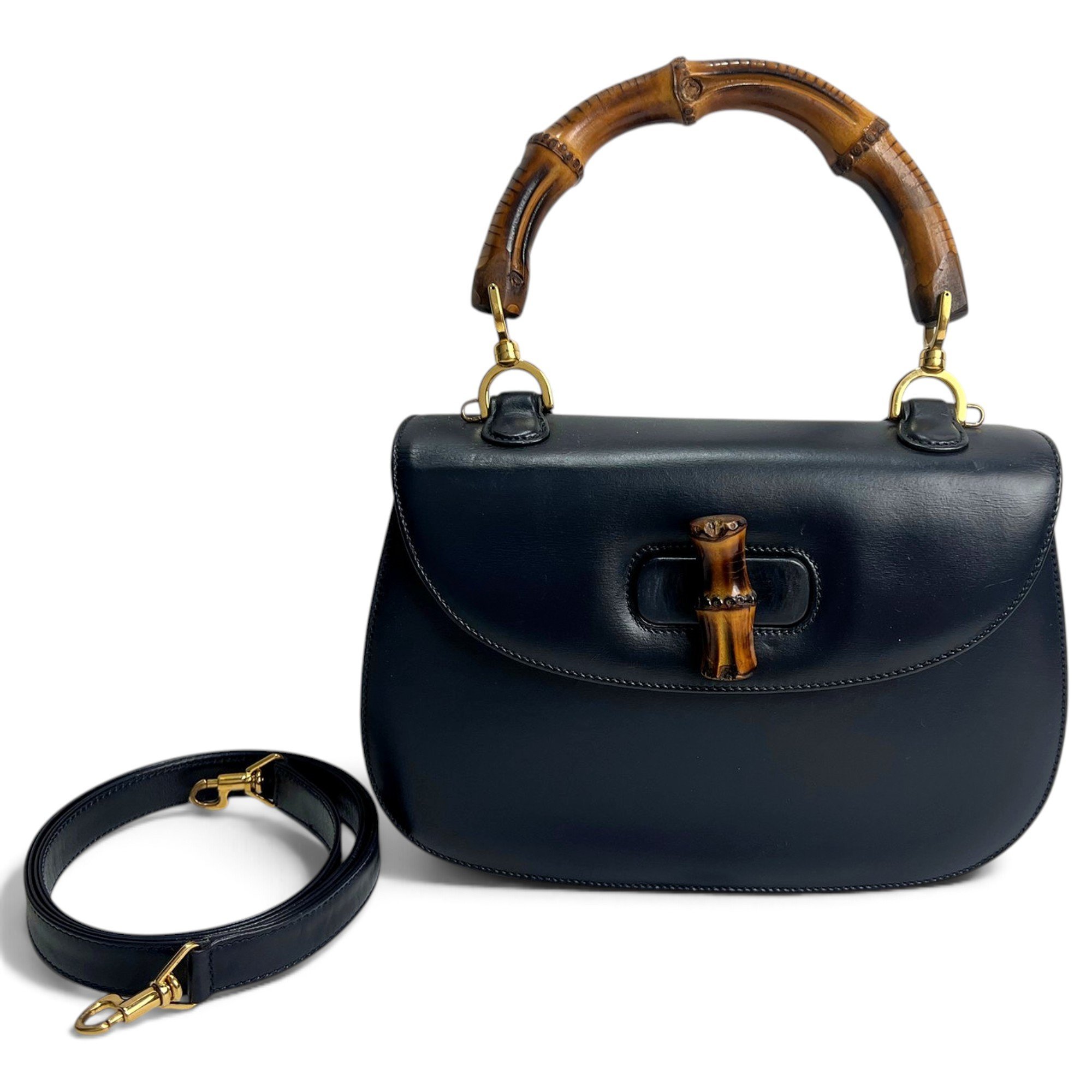 Convertible Bamboo Top Handle leather handbag
