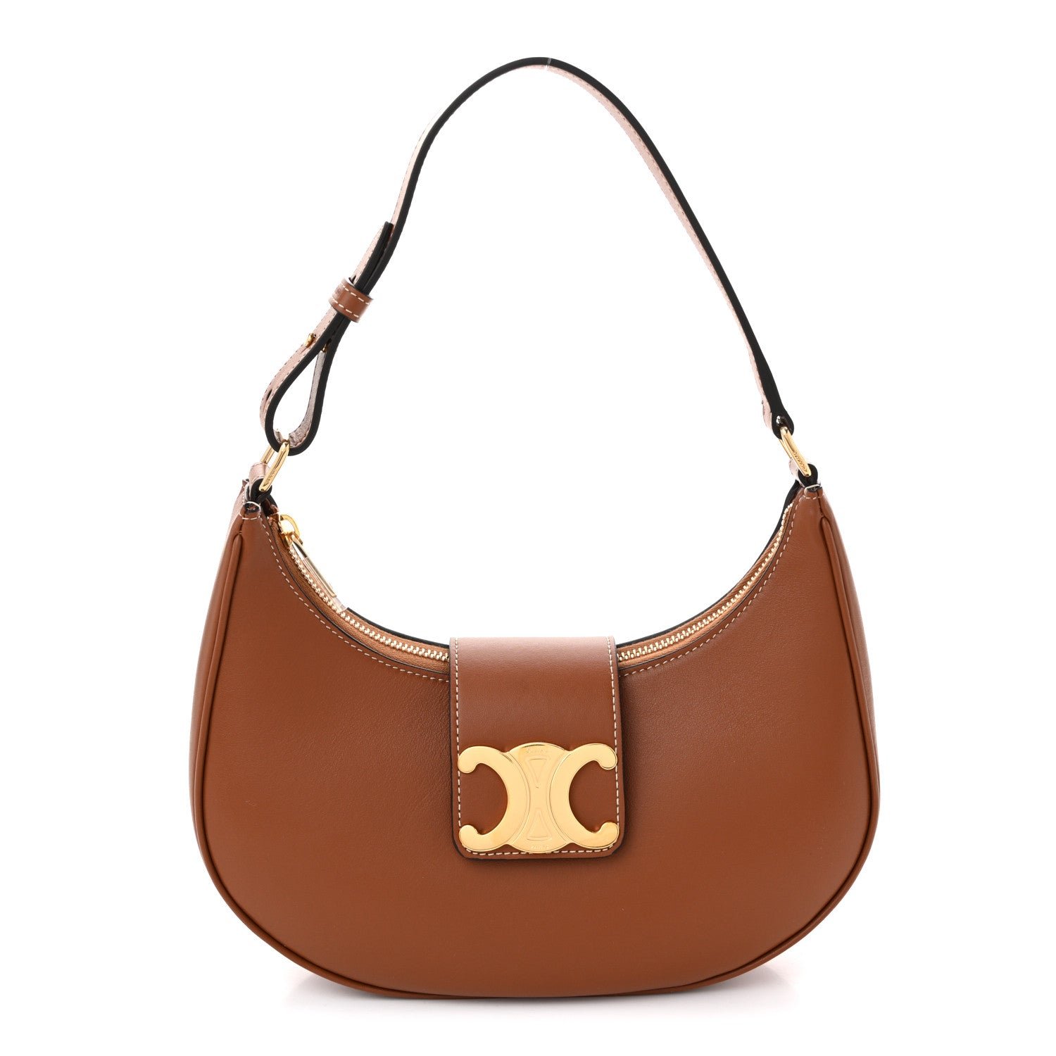 Celine Smooth Calfskin Medium Strap Ava Triomphe Shoulder Bag Tan