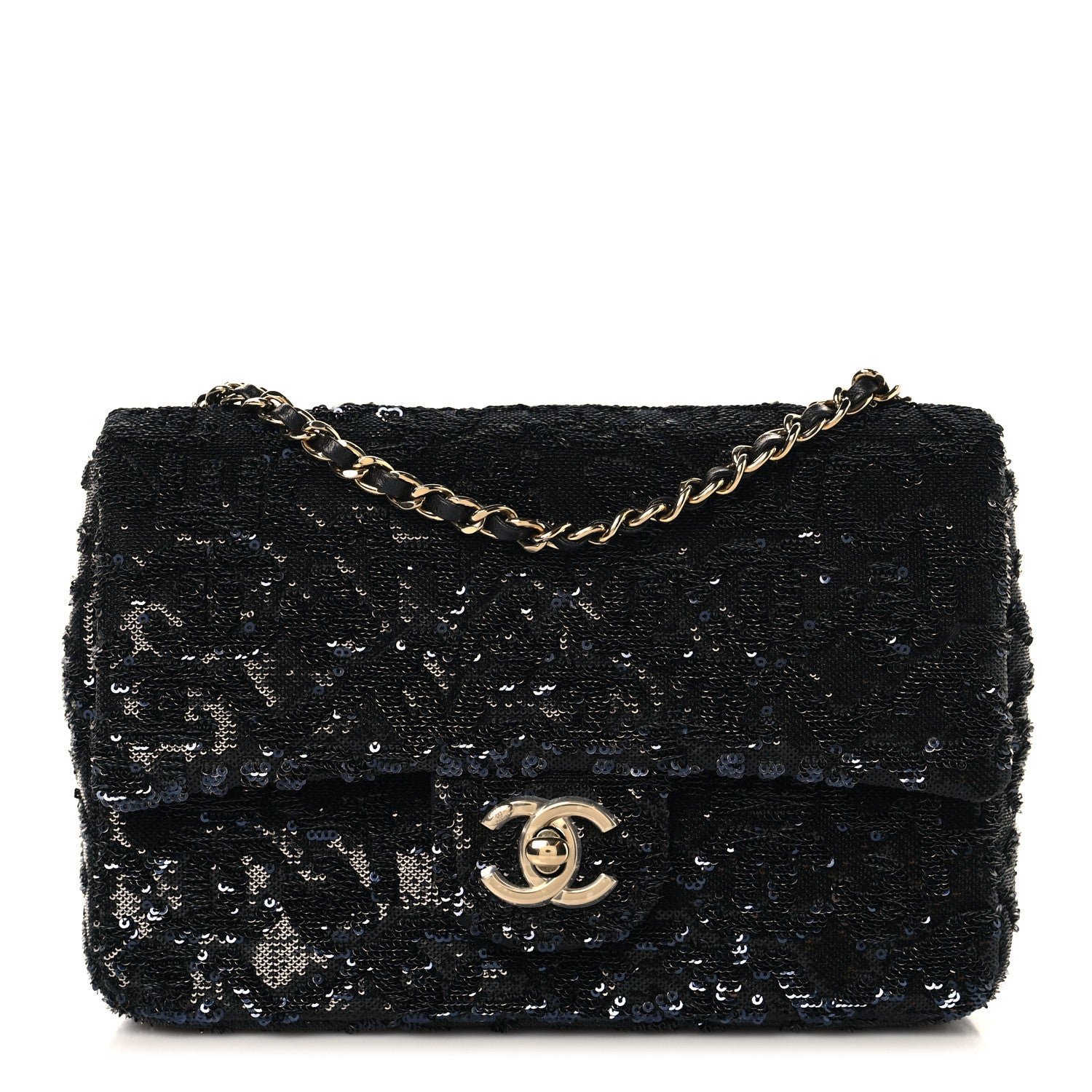 Chanel Sequin Quilted Small Single Flap Black