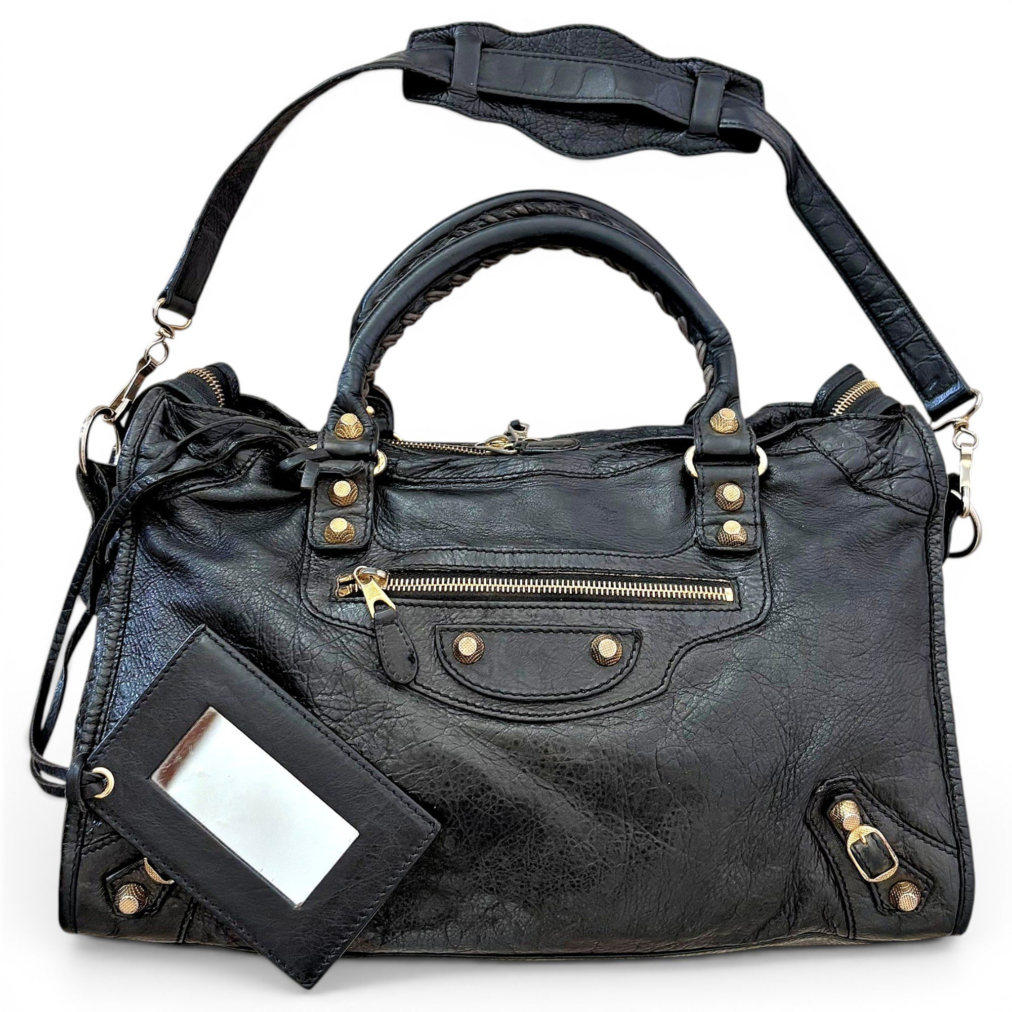 City leather handbag