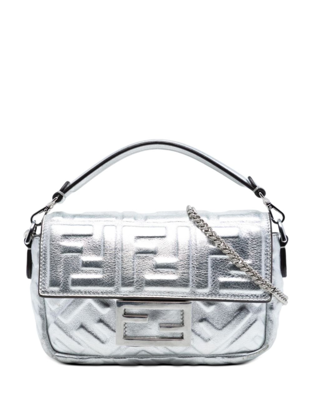 2010-2026 Mini Zucca Embossed Metallic Leather Baguette satchel