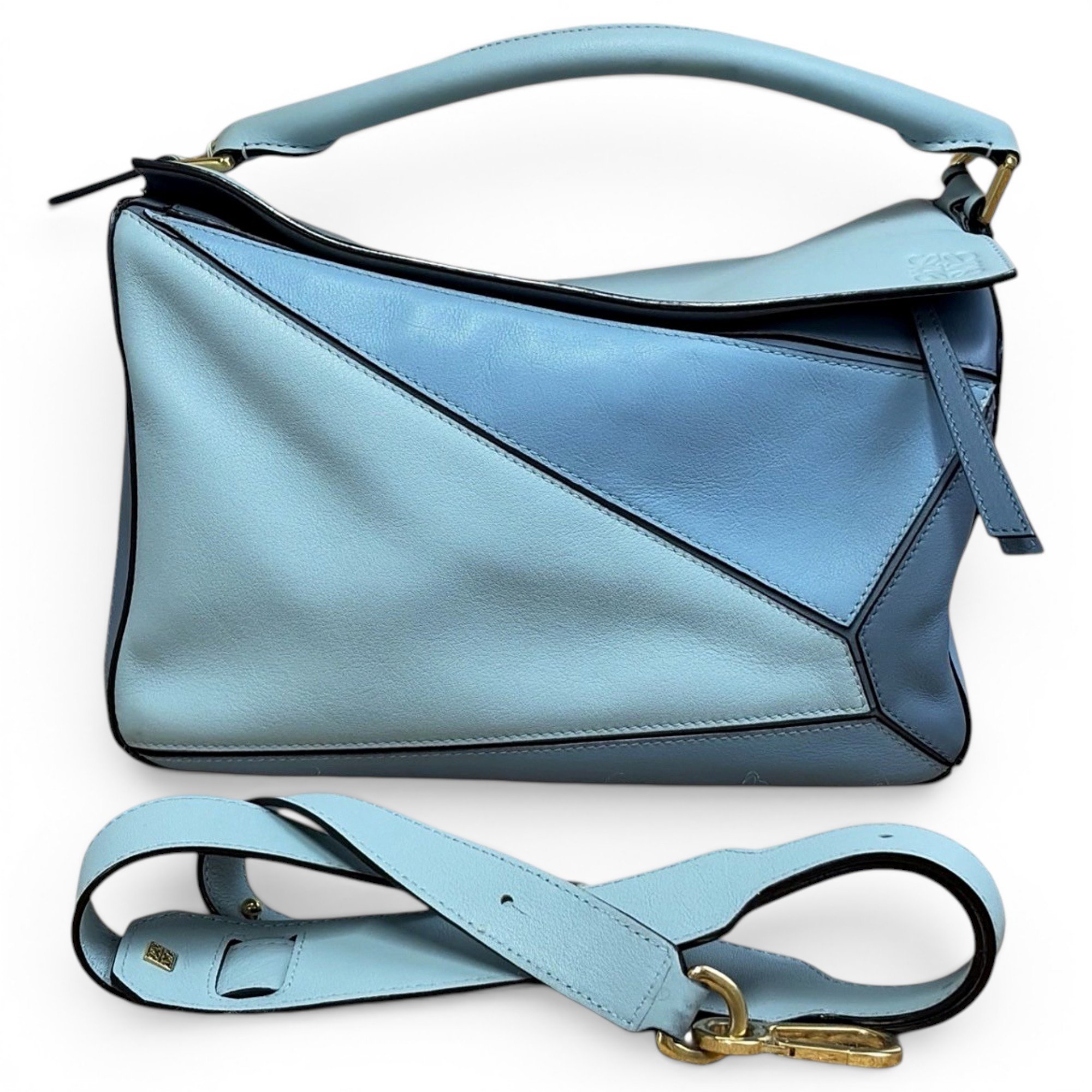 Puzzle leather handbag