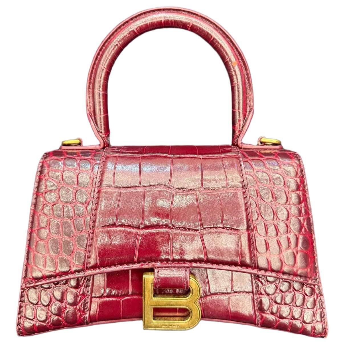 Hourglass leather handbag