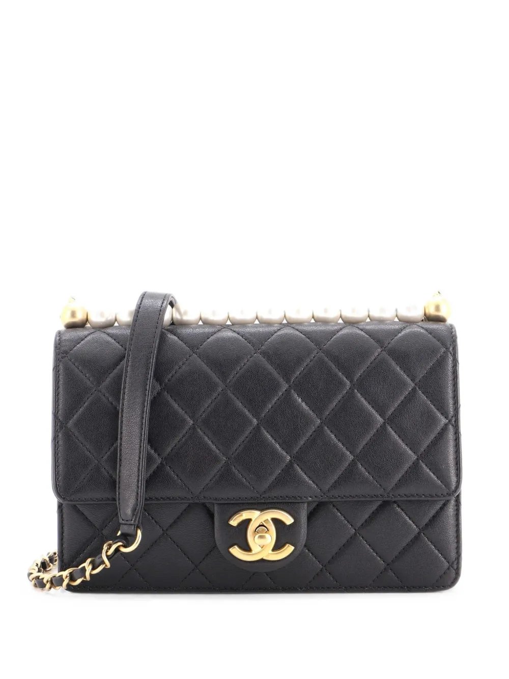 Chic Pearls Flap Bag Quilted Lambskin Small shoulder bag