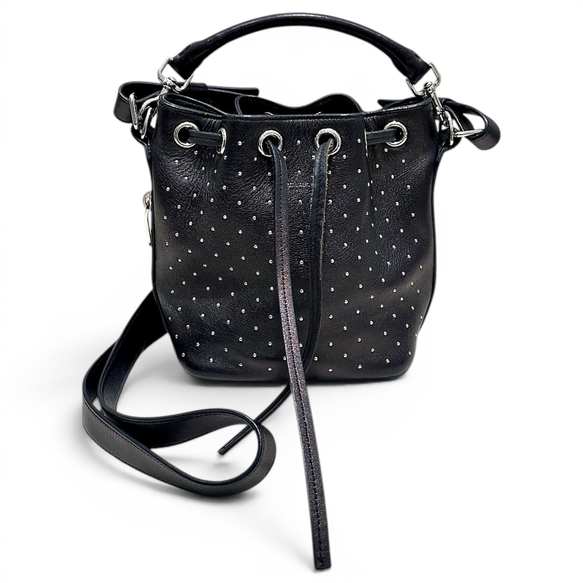 Monogram bucket leather bag