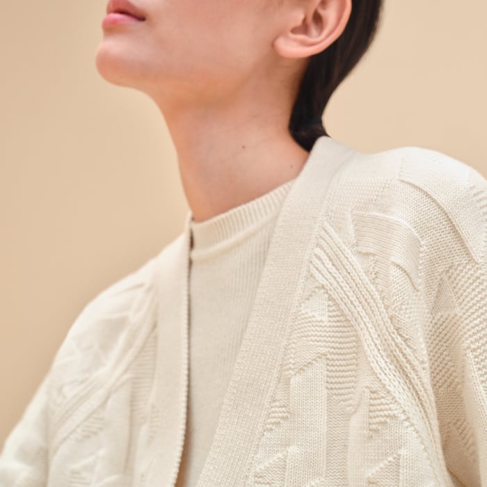 Blanc Naturel "H" Long-sleeve Cardigan