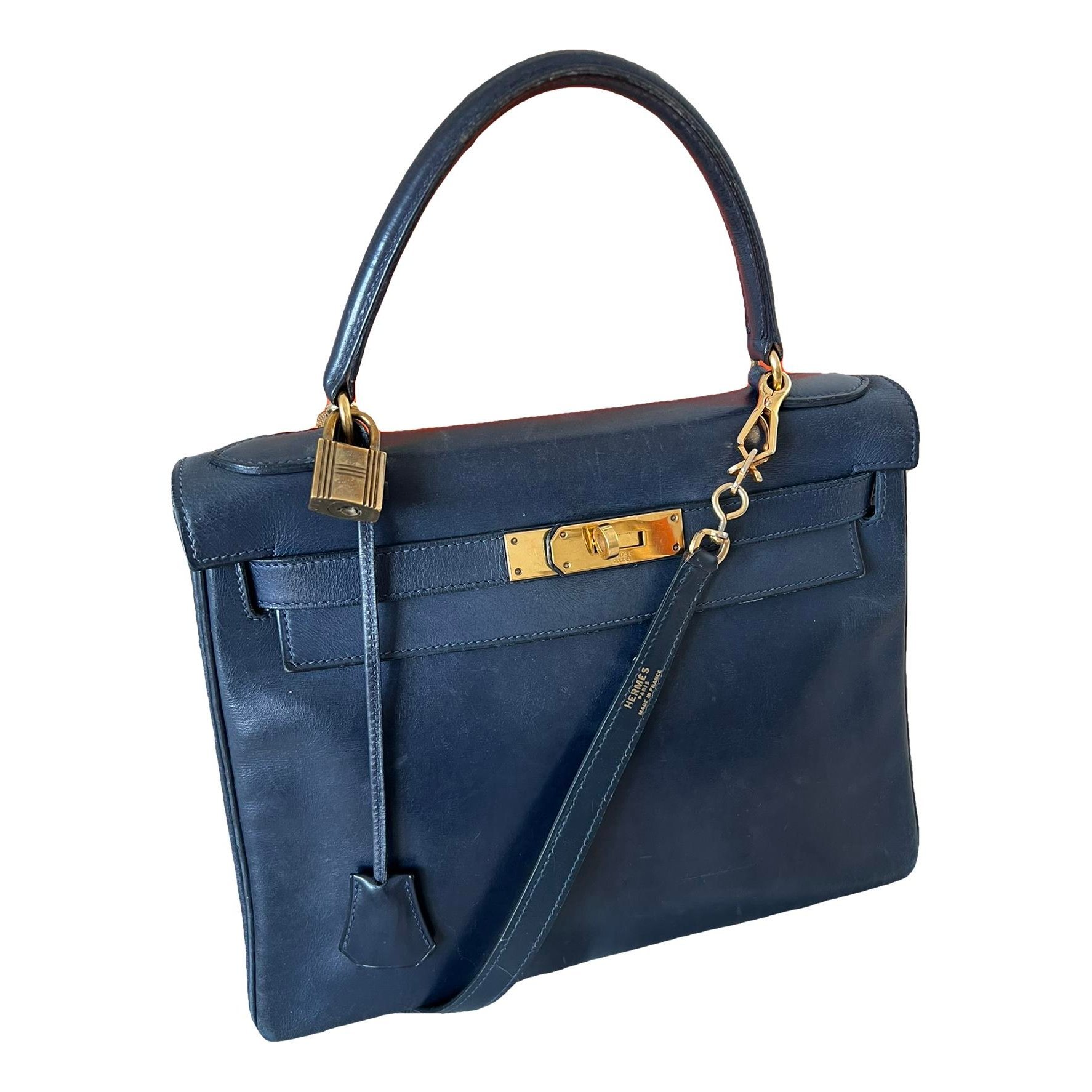 Hermes Kelly 28 Handbag Box Calf Leather 1983