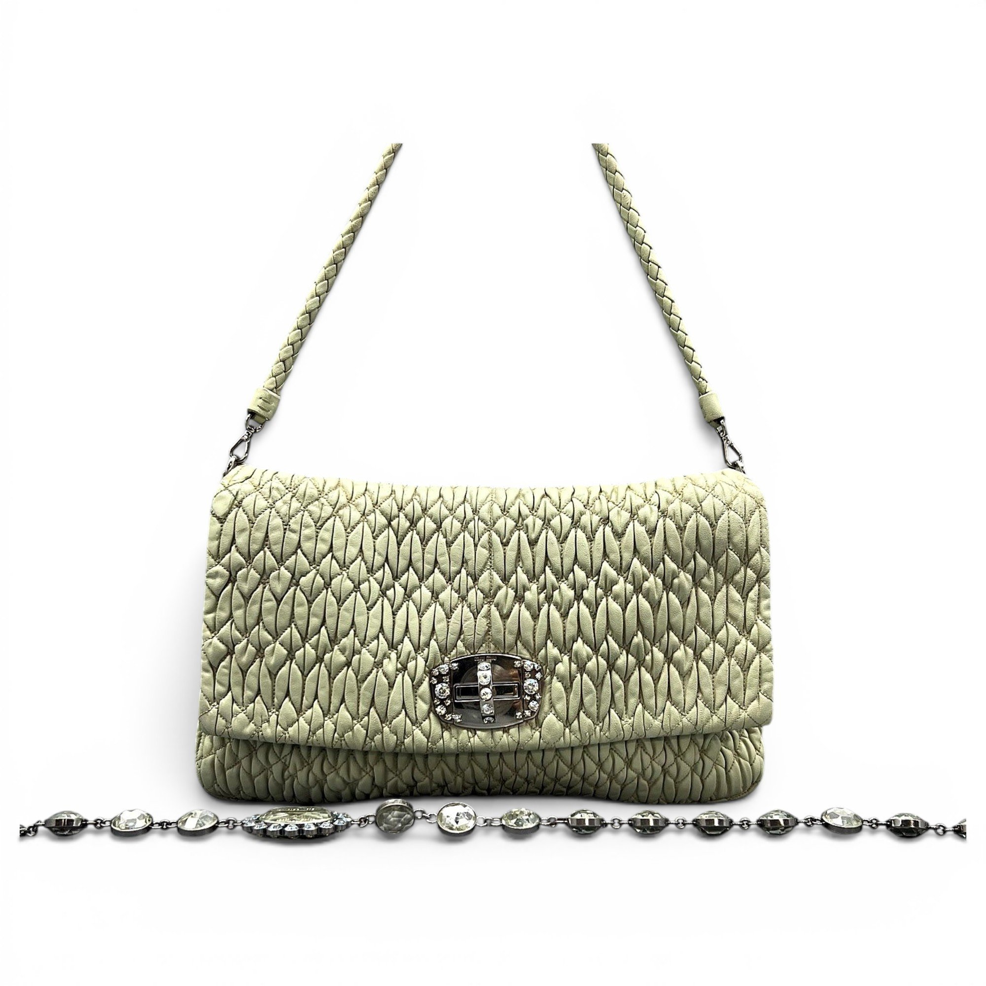 Miu Crystal leather handbag